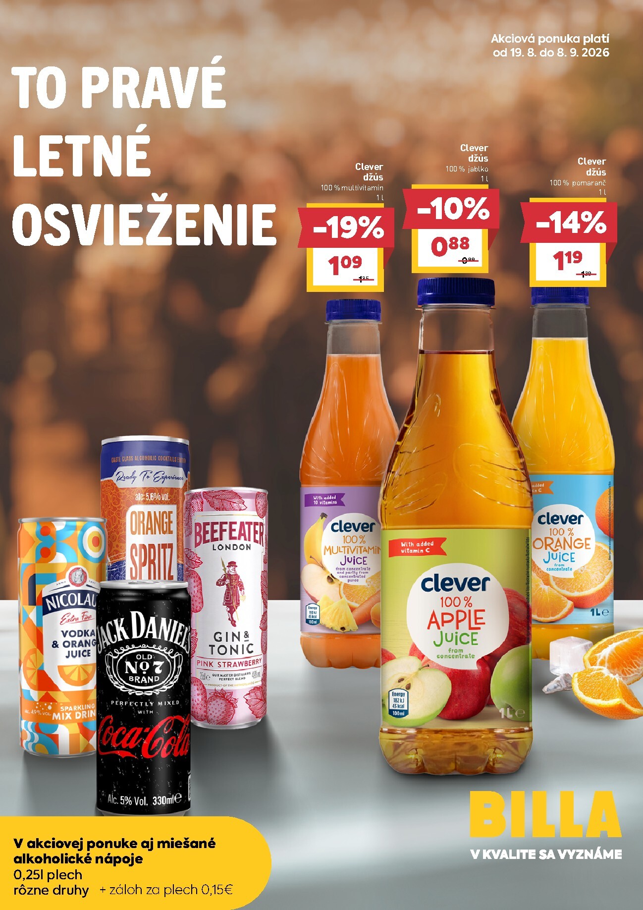 Aktuálny Billa - Letné osvieženie leták od stredy, 19.08.2026 do utorka, 08.09.2026