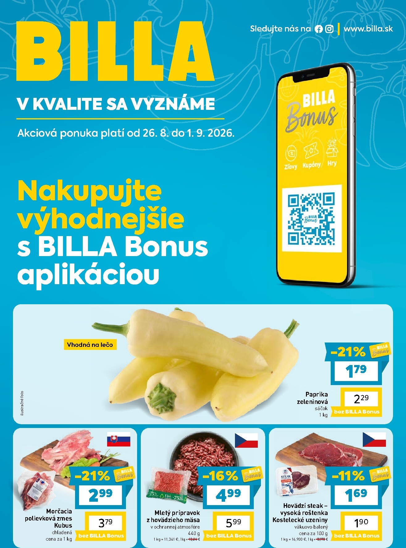 Nový Billa - Bonus leták leták od stredy, 26.08.2026 do utorka, 01.09.2026