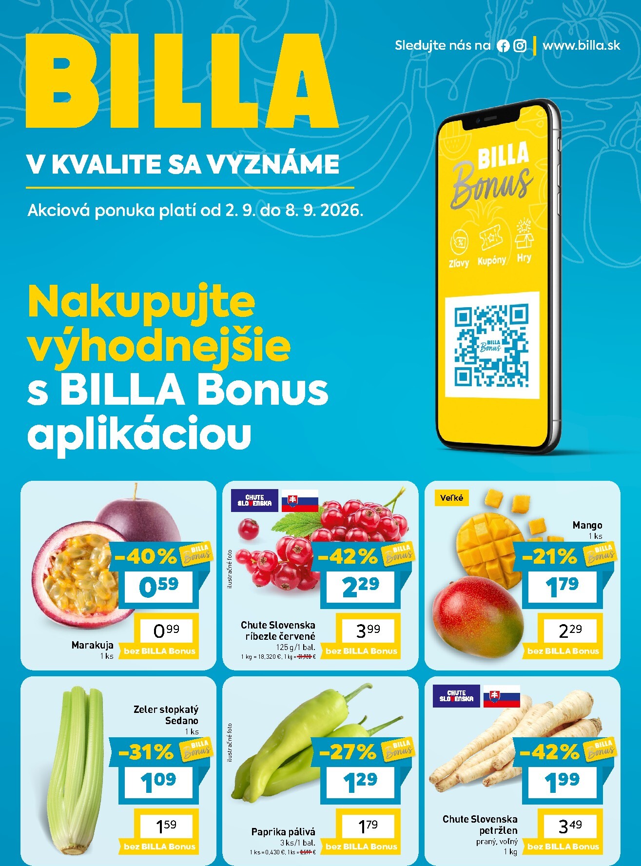 Nový Billa - Bonus leták leták od stredy, 02.09.2026 do utorka, 08.09.2026