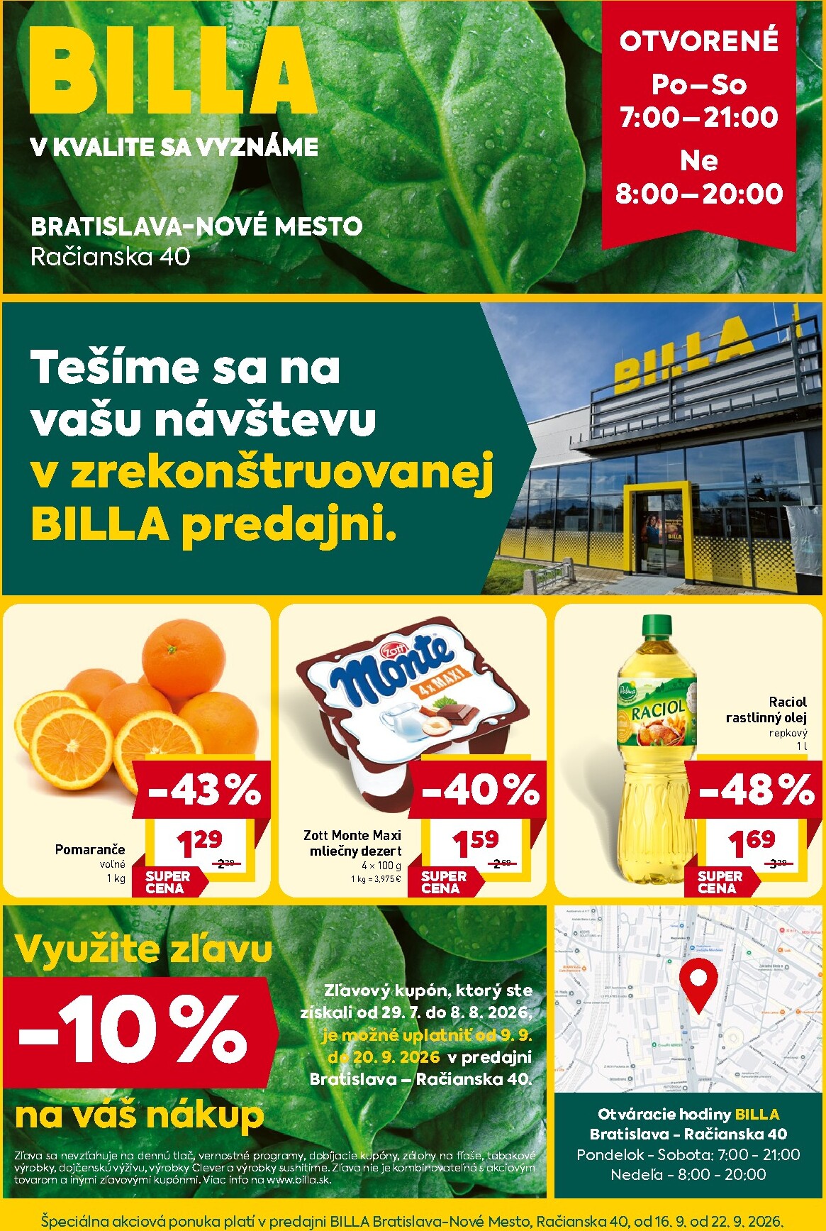 Nový Billa - Bratislava, Račianska leták od stredy, 16.09.2026 do utorka, 22.09.2026
