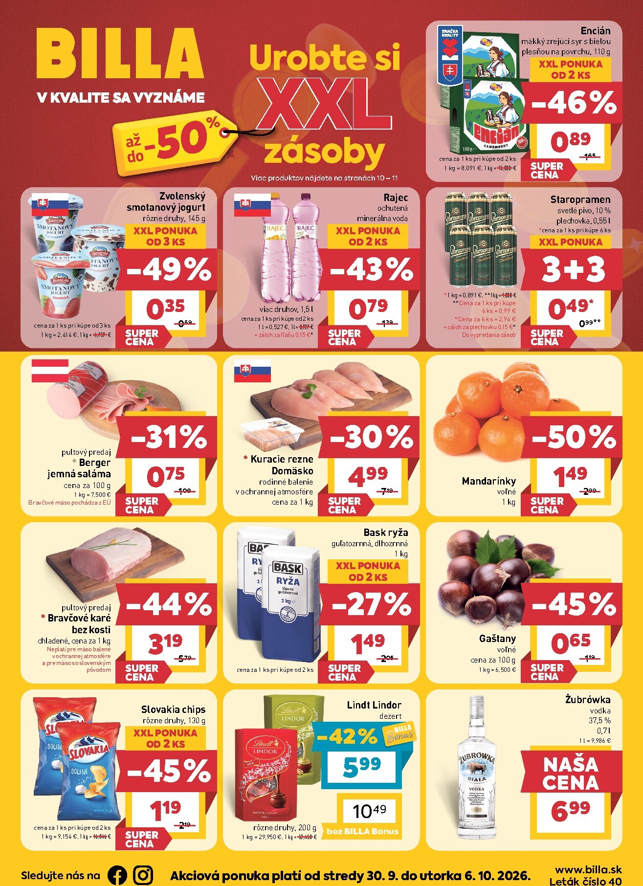 Nový Billa leták od stredy, 30.09.2026 do utorka, 06.10.2026