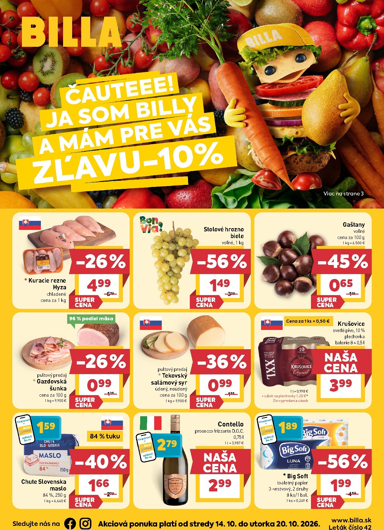 Nový Billa leták od stredy, 14.10.2026 do utorka, 20.10.2026