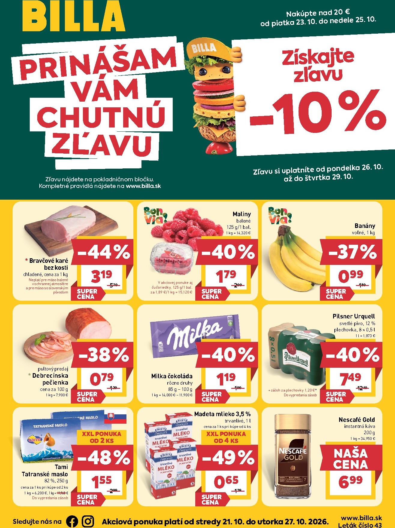 Nový Billa leták od stredy, 21.10.2026 do utorka, 27.10.2026