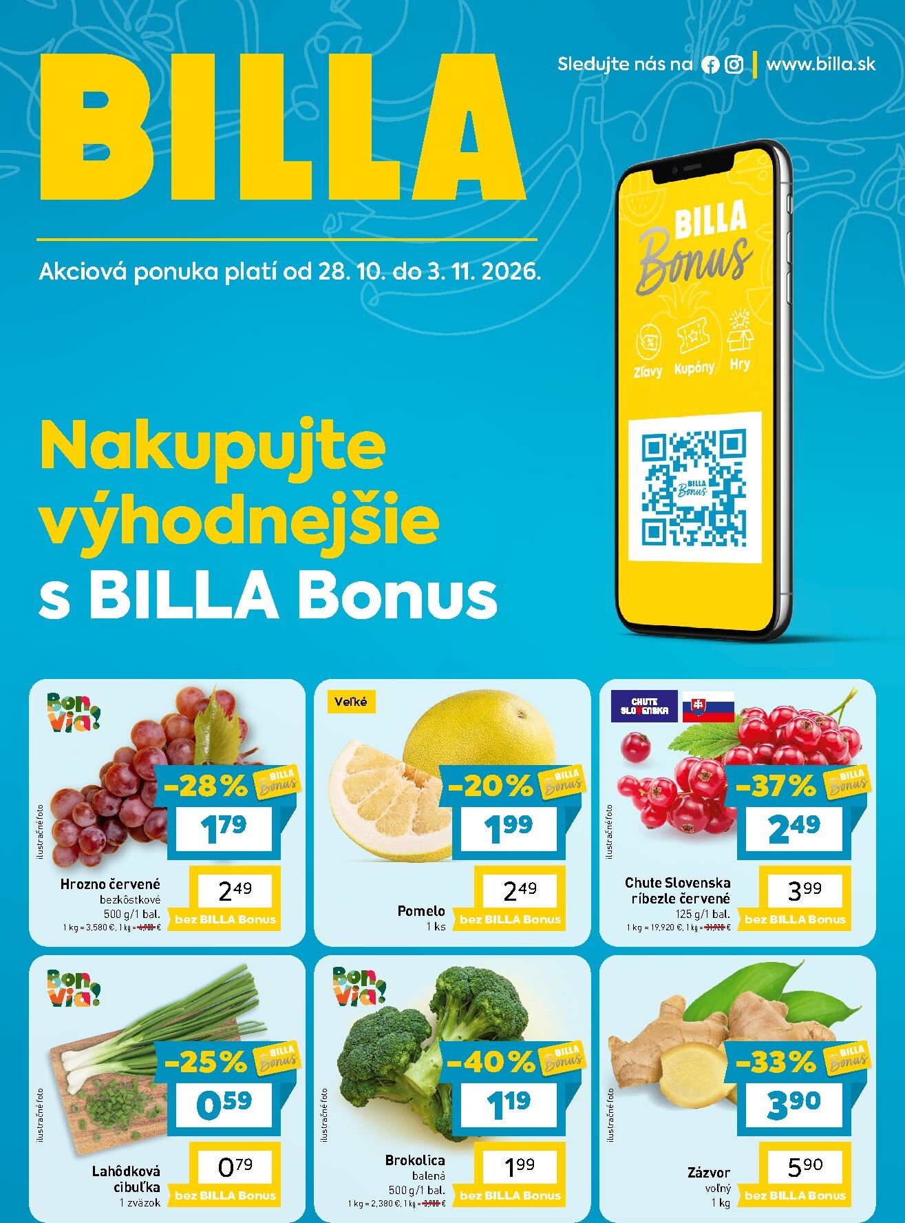 Nový Billa - Bonus leták leták od stredy, 28.10.2026 do utorka, 03.11.2026