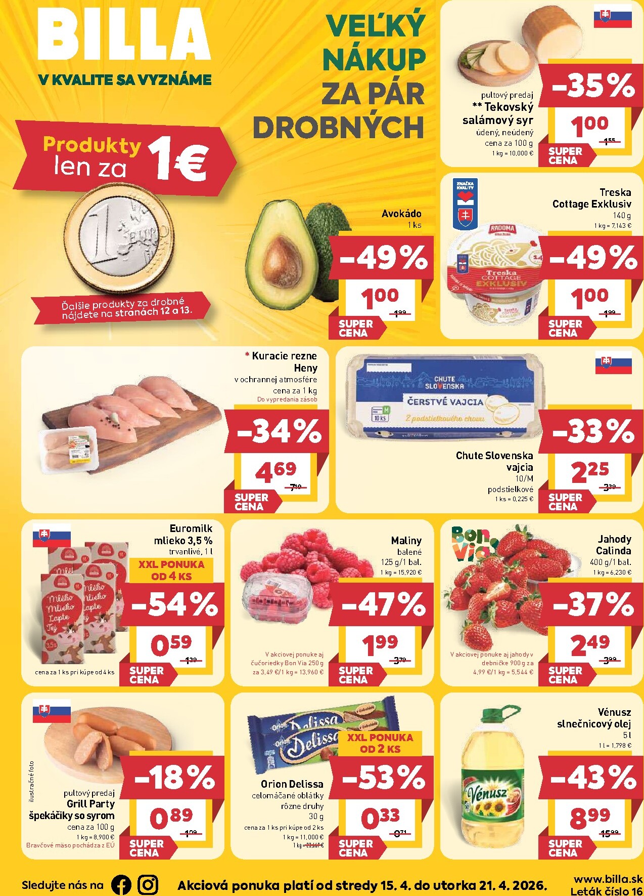Aktuálny leták Billa od stredy, 15.04.2026 do utorka, 21.04.2026