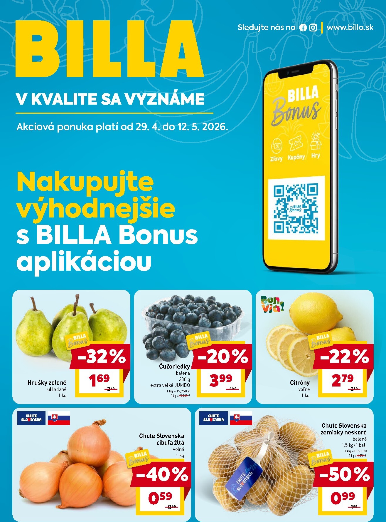 Nový leták Billa - Bonus leták od stredy, 29.04.2026 do utorka, 12.05.2026