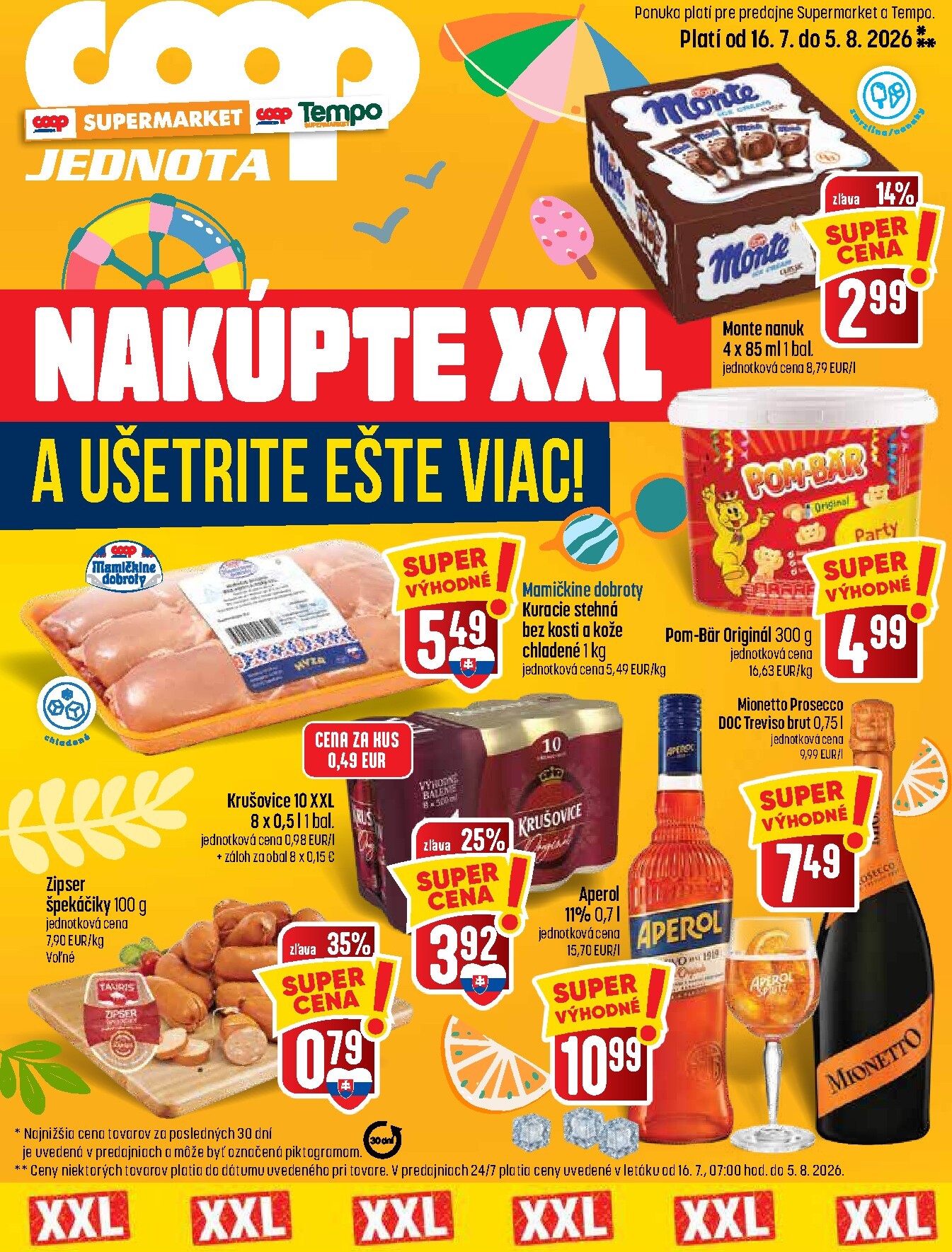 Nový COOP Jednota - Nakúpte XXL leták od štvrtka, 16.07.2026 do stredy, 05.08.2026
