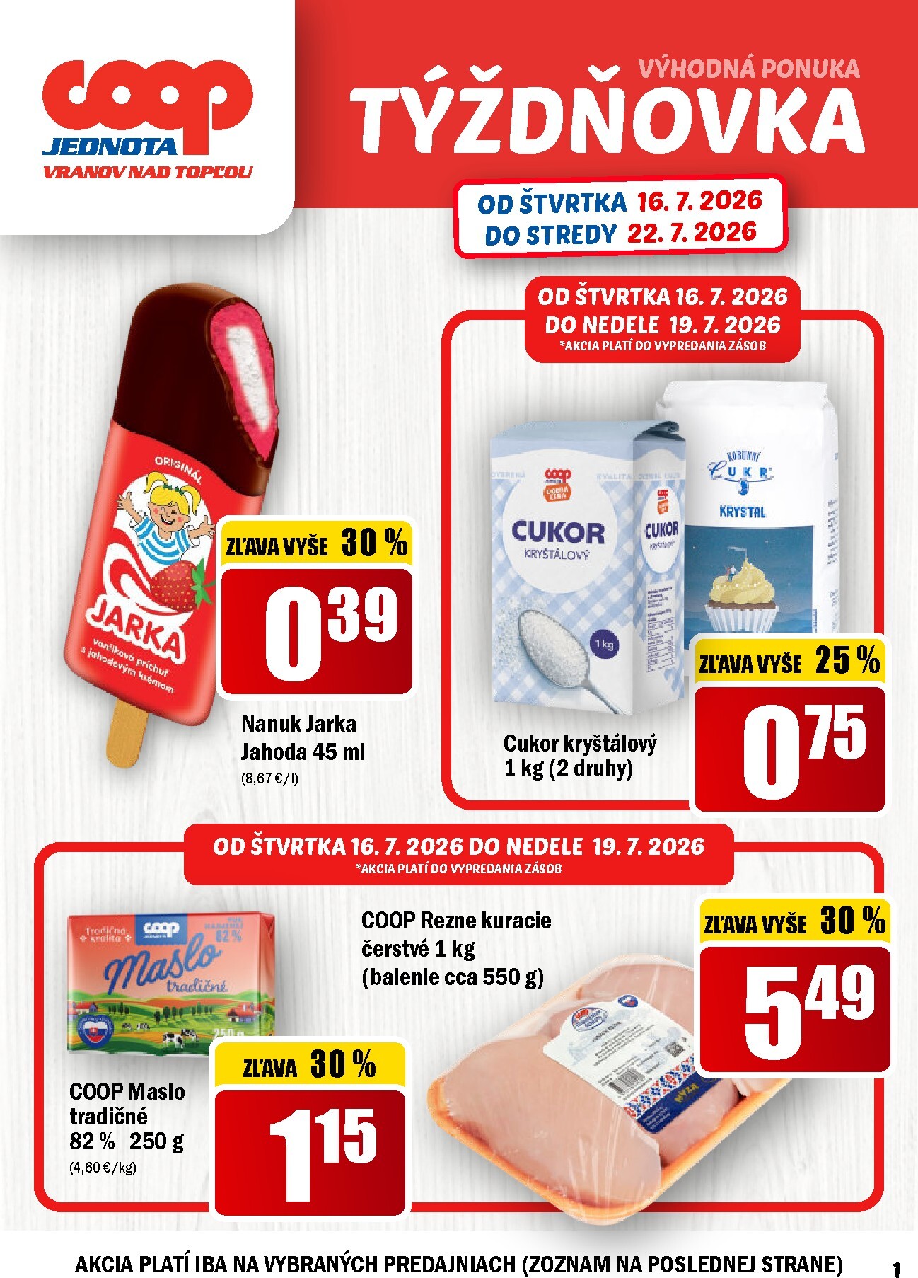 Aktuálny COOP Jednota - Týždňovka leták od štvrtka, 16.07.2026 do stredy, 22.07.2026