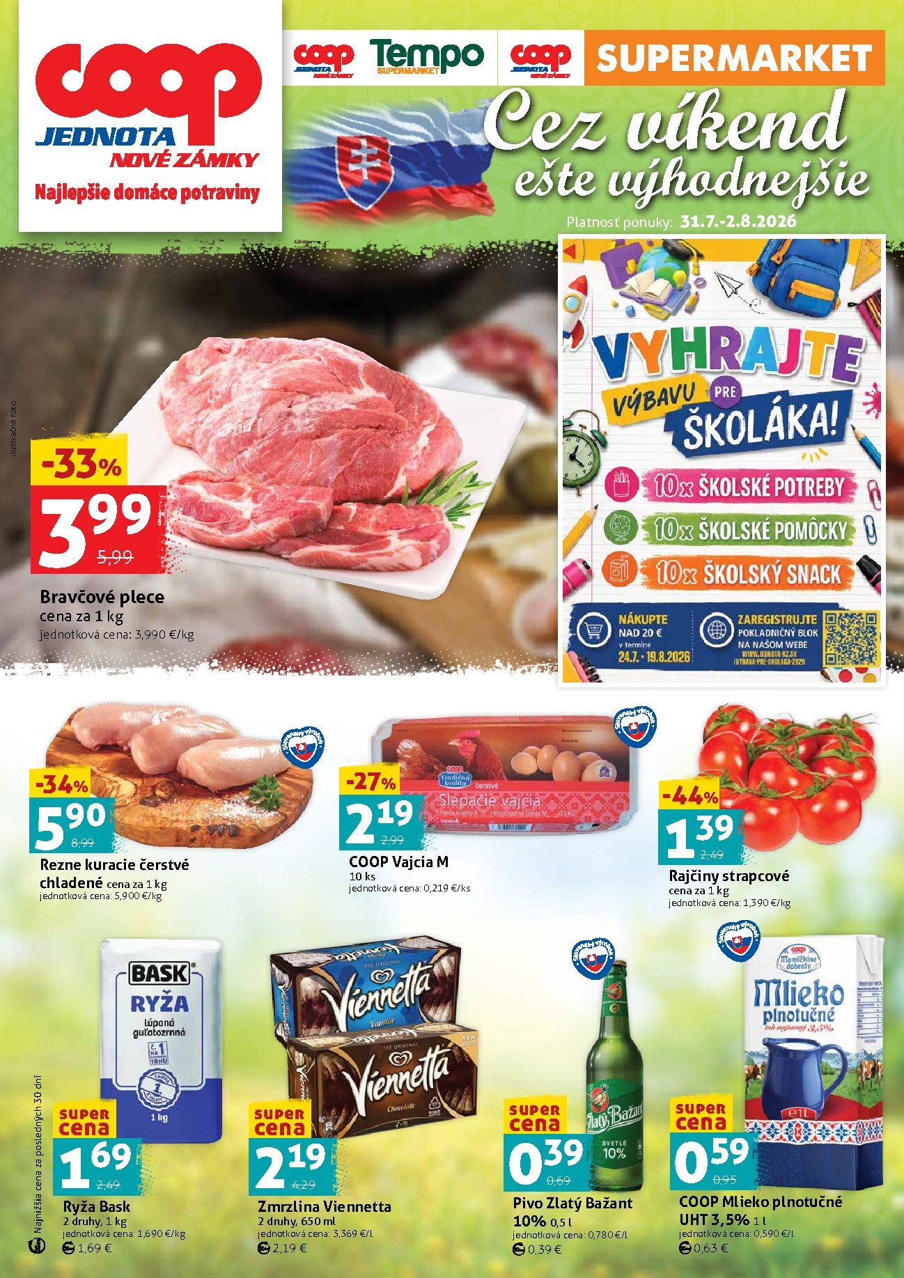 Nový COOP Jednota - Nové Zámky leták od piatku, 31.07.2026 do nedele, 02.08.2026