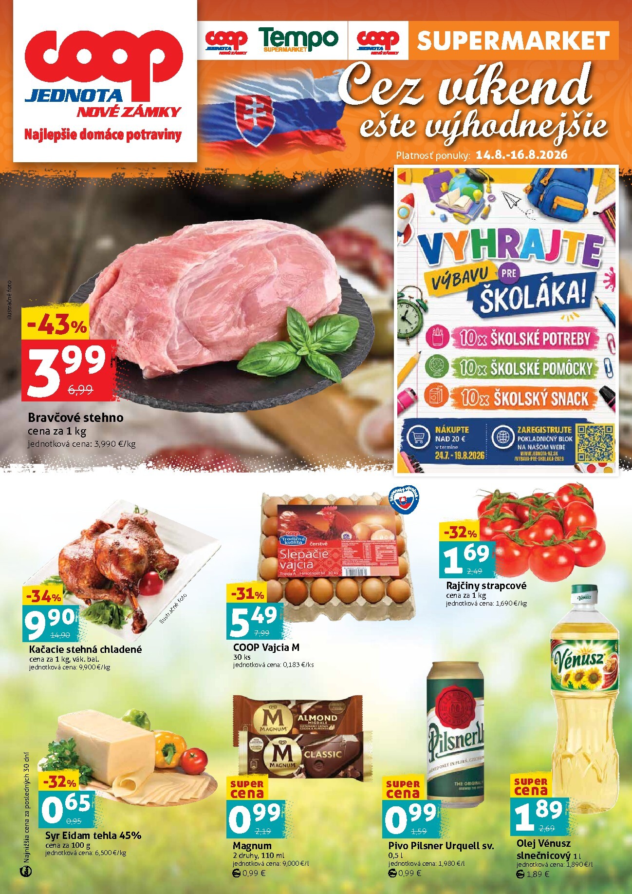 Nový COOP Jednota - Nové Zámky leták od piatku, 14.08.2026 do nedele, 16.08.2026