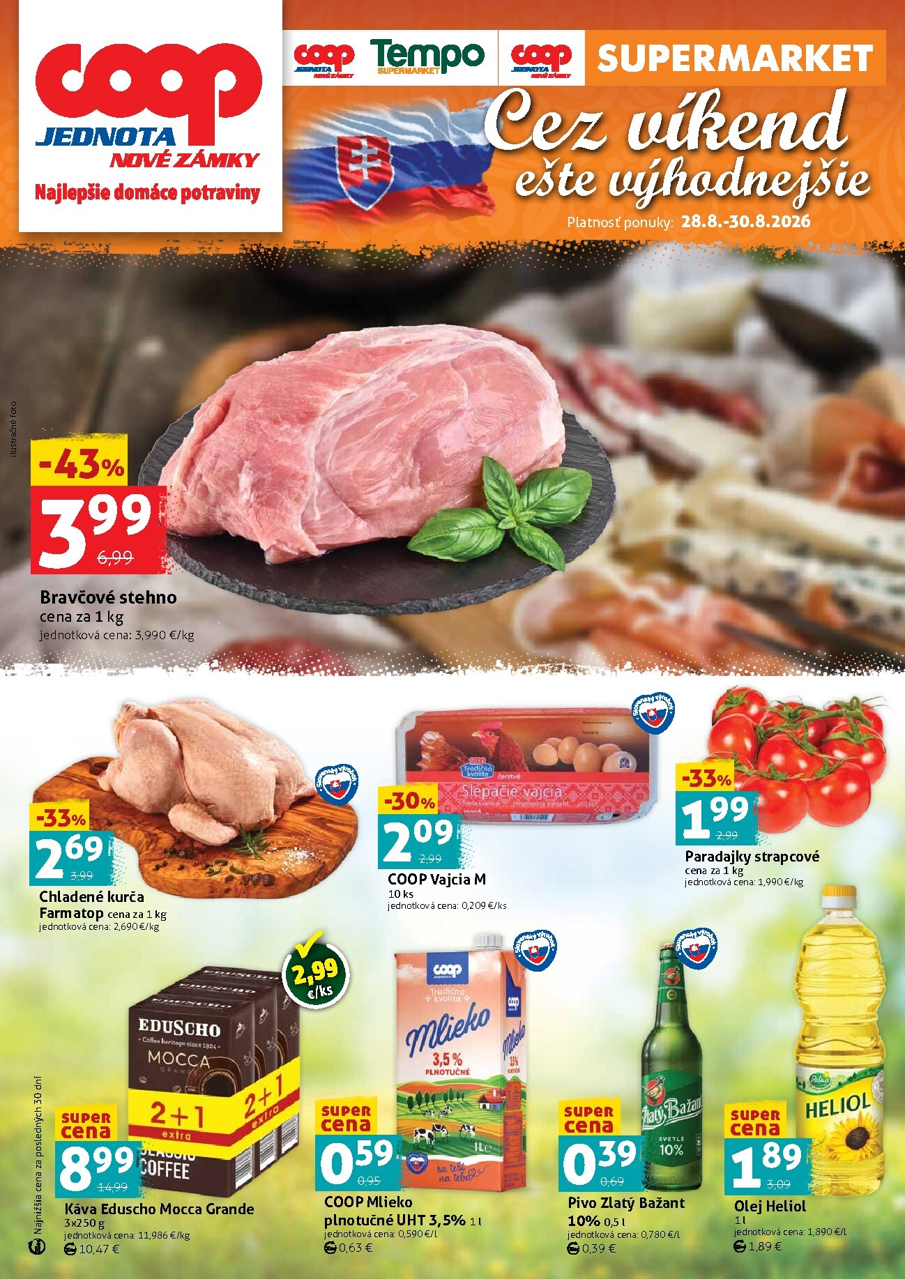 Nový COOP Jednota leták od piatku, 28.08.2026 do nedele, 30.08.2026