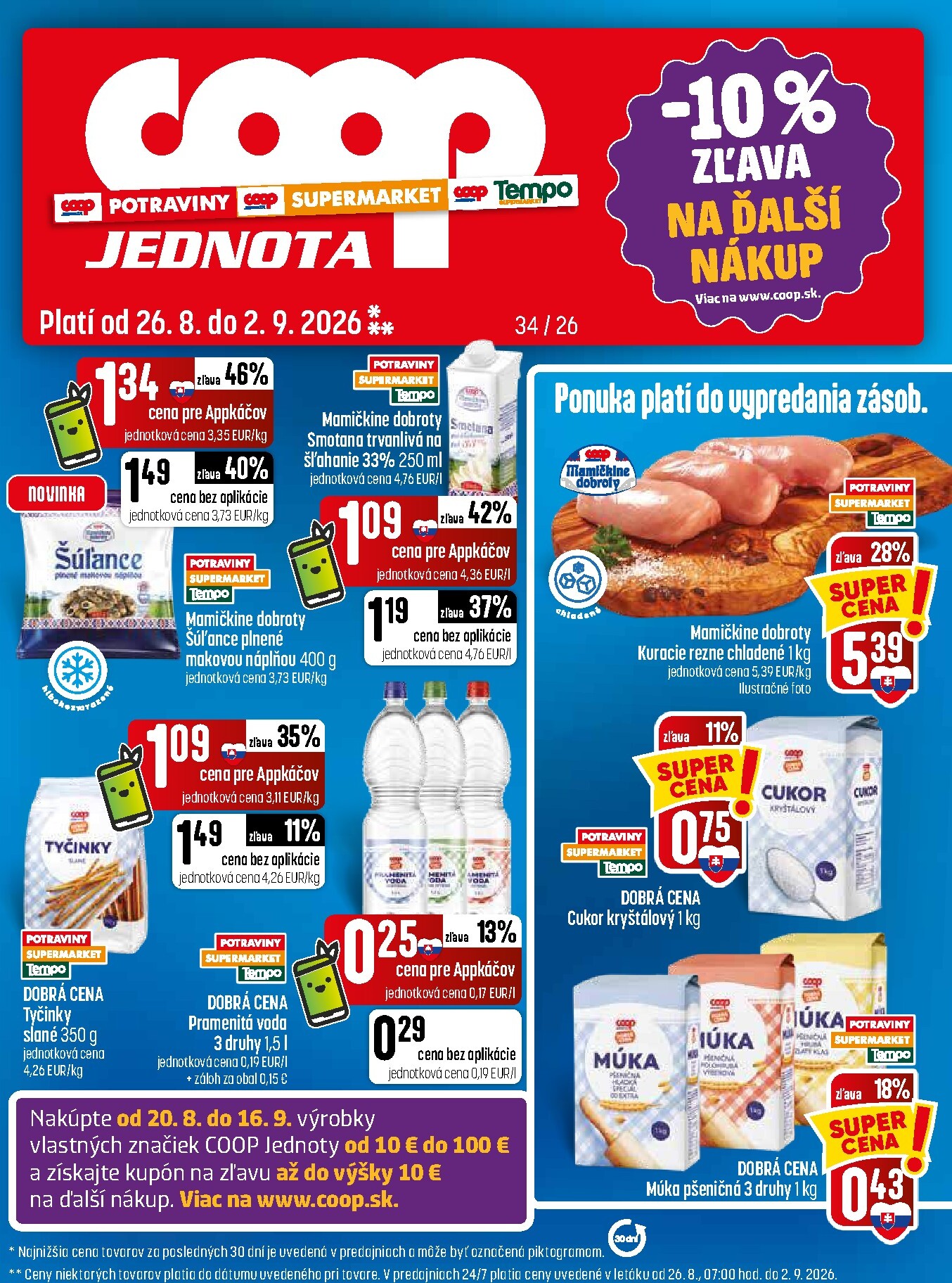 Aktuálny COOP Jednota leták od stredy, 26.08.2026 do stredy, 02.09.2026