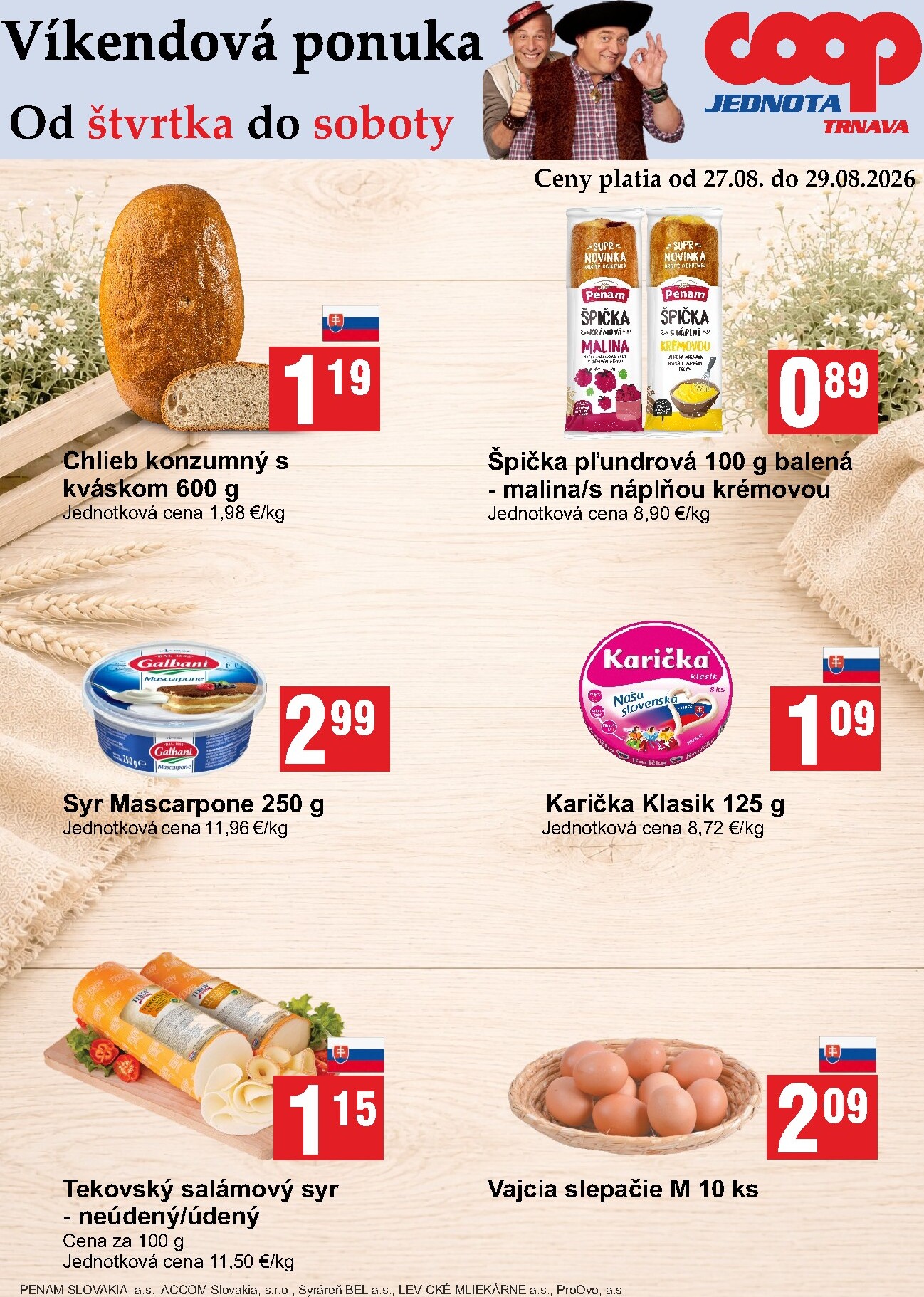 Aktuálny COOP Jednota - Víkendová ponuka leták od štvrtka, 27.08.2026 do soboty, 29.08.2026