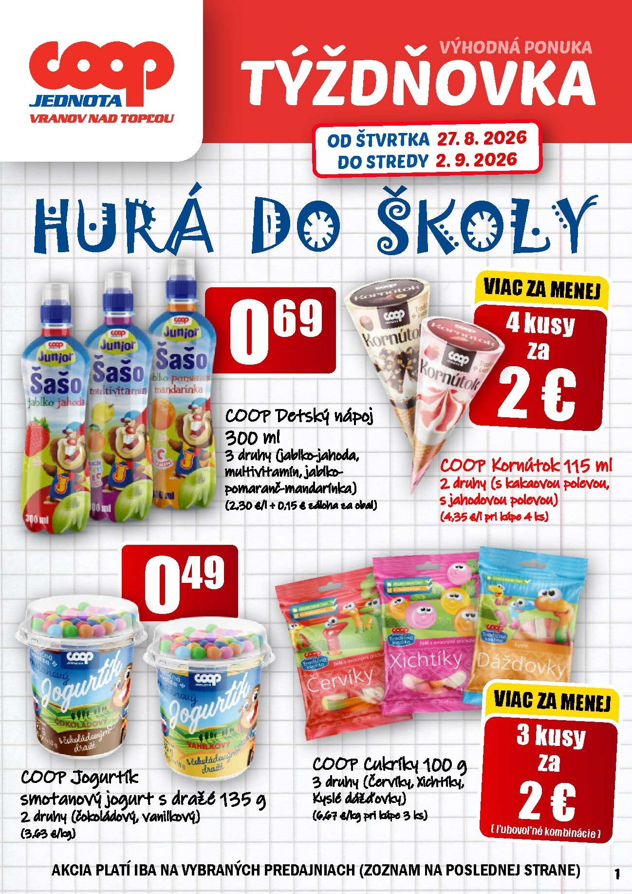Aktuálny COOP Jednota leták od štvrtka, 27.08.2026 do stredy, 02.09.2026