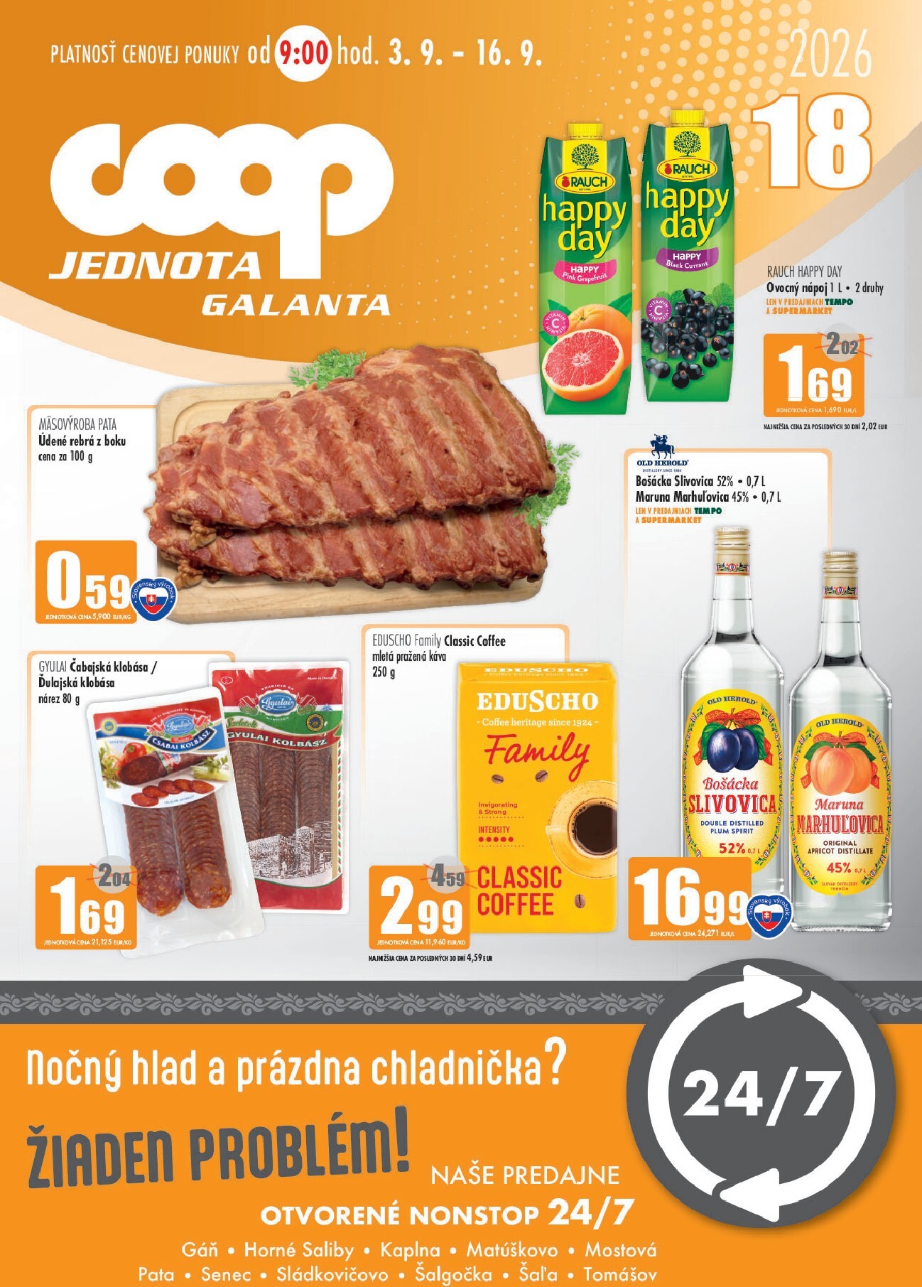 Aktuálny COOP Jednota - Galanta leták od štvrtka, 03.09.2026 do stredy, 16.09.2026