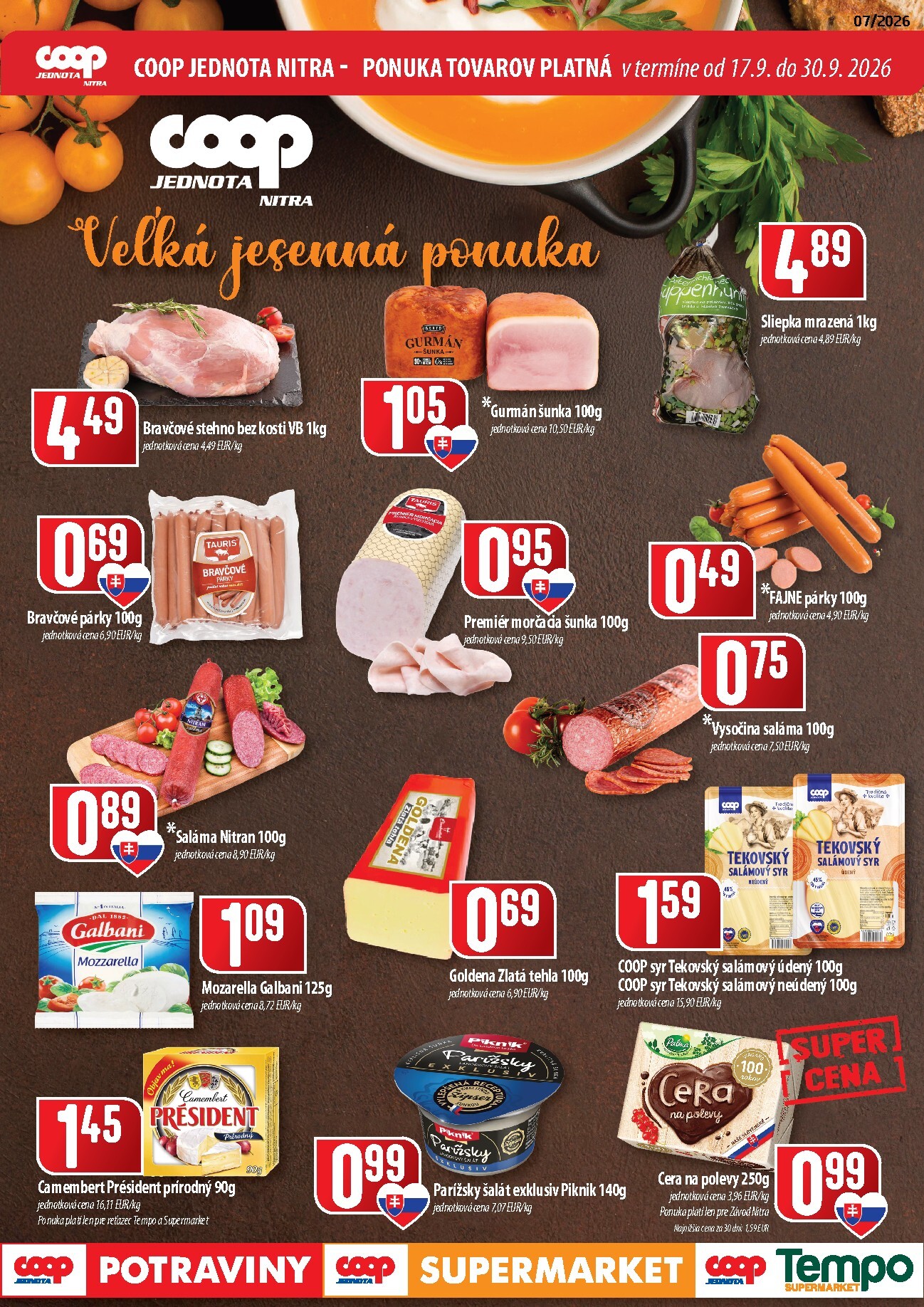 Aktuálny COOP Jednota - Nitra leták od štvrtka, 17.09.2026 do stredy, 30.09.2026
