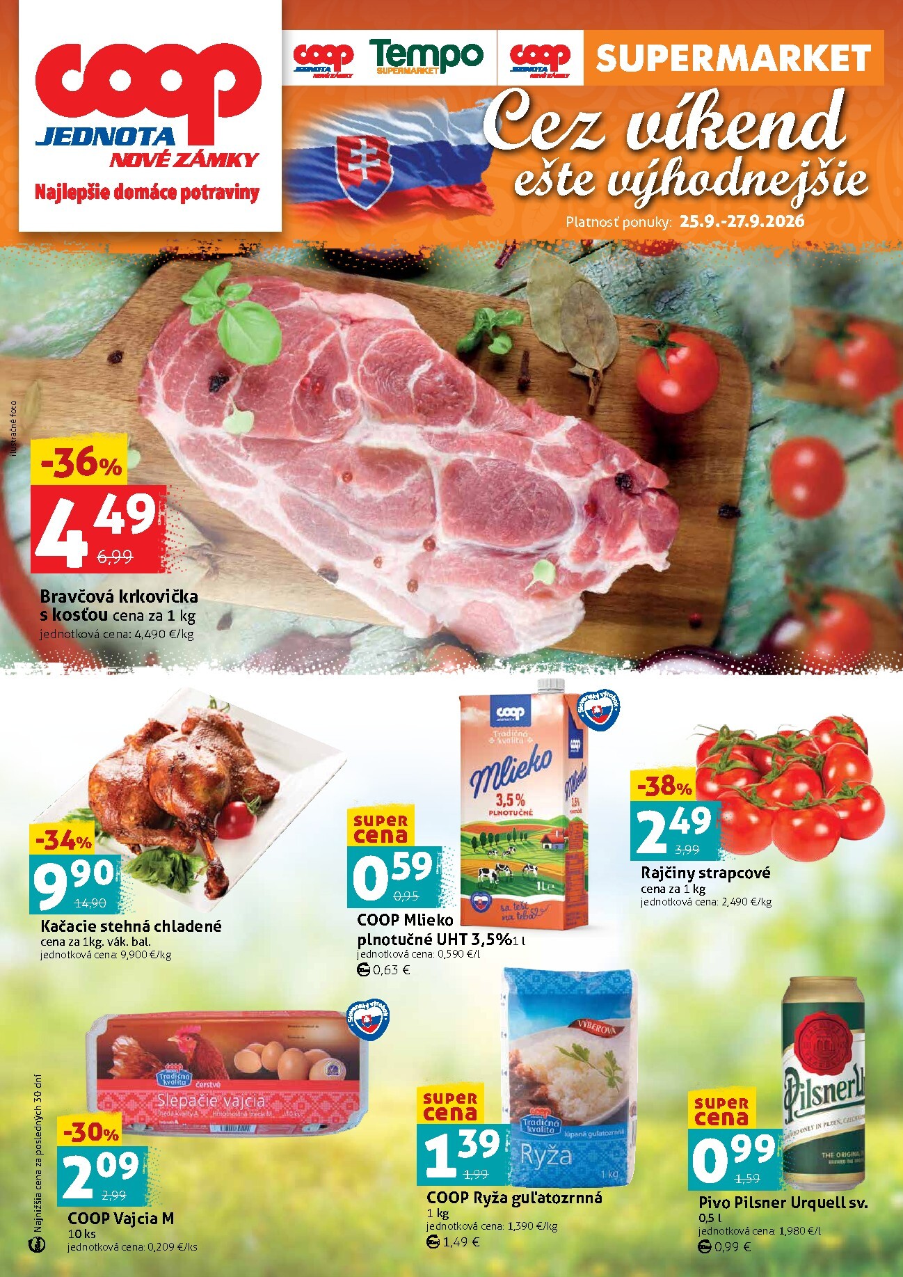 Nový COOP Jednota - Nové Zámky leták od piatku, 25.09.2026 do nedele, 27.09.2026