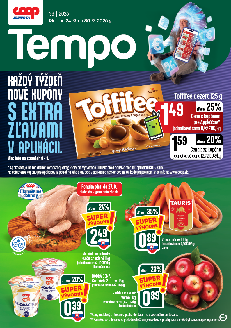 Nový COOP Jednota - Tempo leták od štvrtka, 24.09.2026 do stredy, 30.09.2026