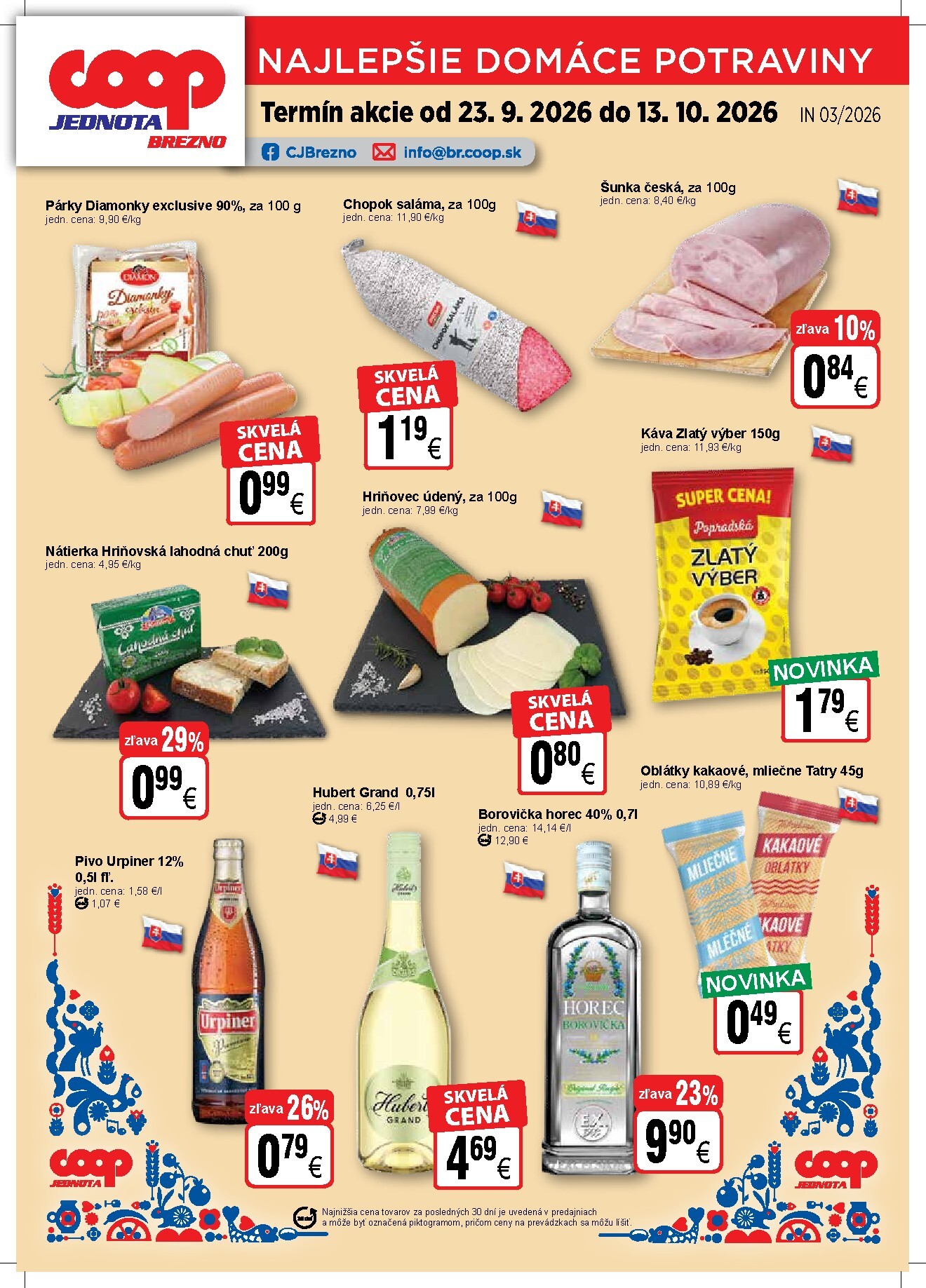 Aktuálny COOP Jednota - Brezno leták od stredy, 23.09.2026 do utorka, 13.10.2026