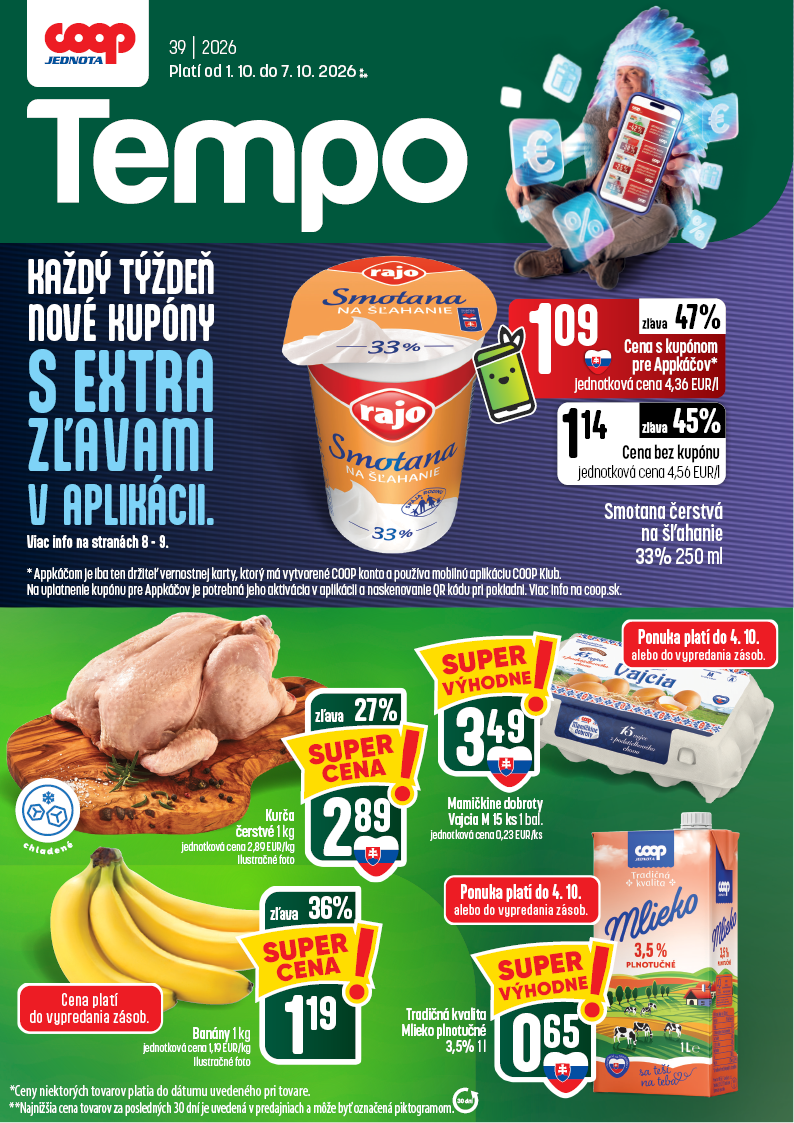 Nový COOP Jednota - Tempo leták od štvrtka, 01.10.2026 do stredy, 07.10.2026