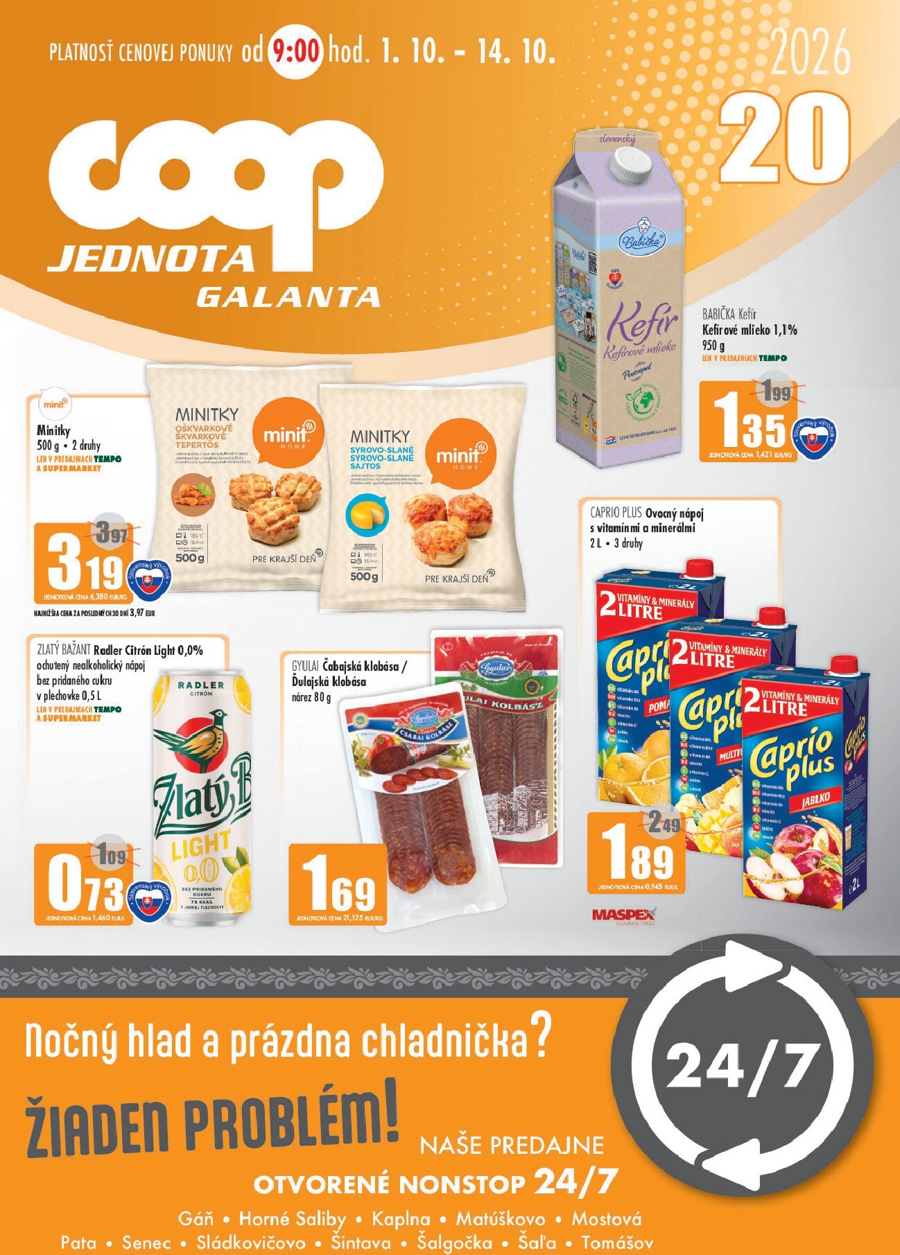 Aktuálny COOP Jednota - Galanta leták od štvrtka, 01.10.2026 do stredy, 14.10.2026
