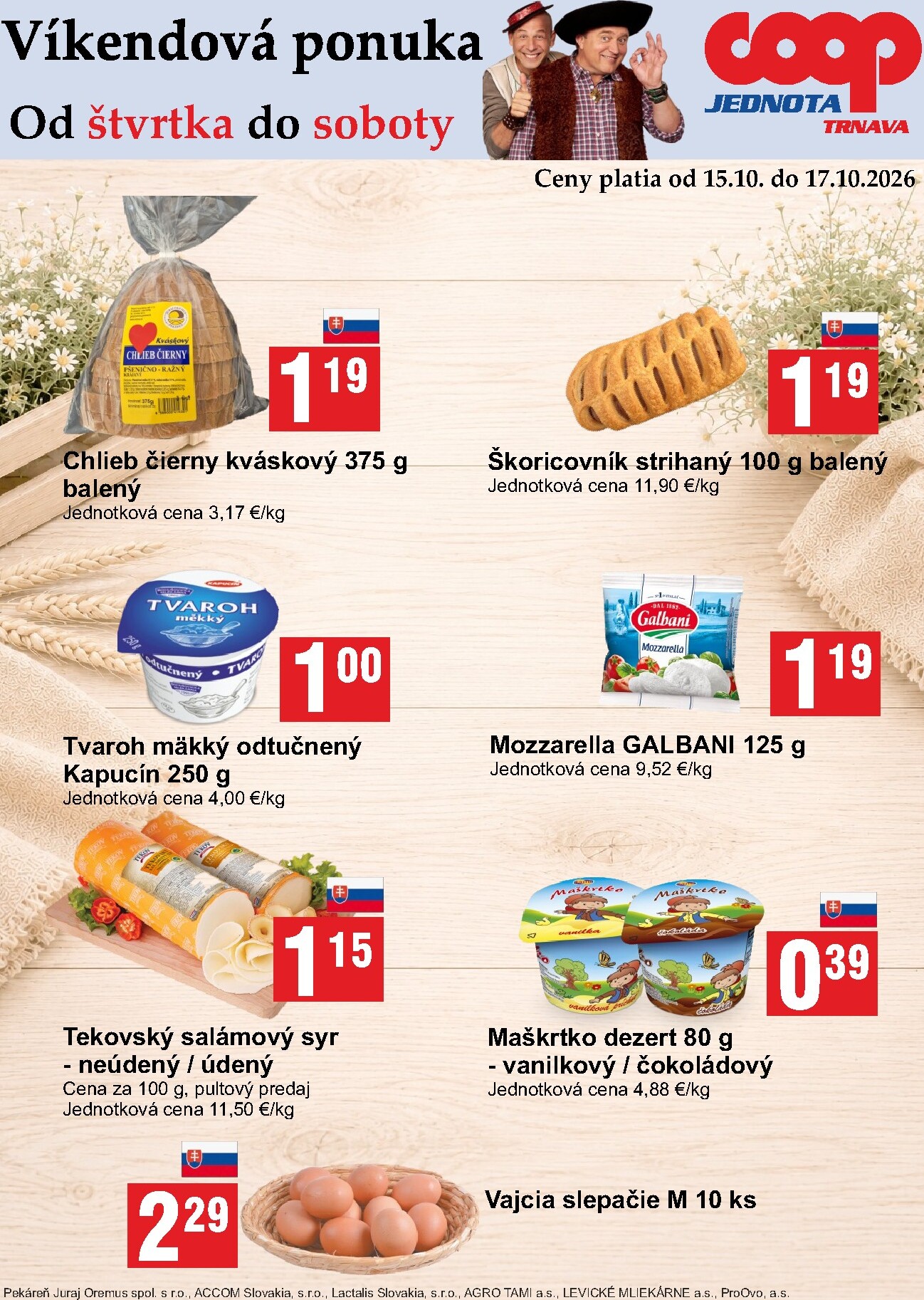 Aktuálny COOP Jednota - Víkendová ponuka leták od štvrtka, 15.10.2026 do soboty, 17.10.2026