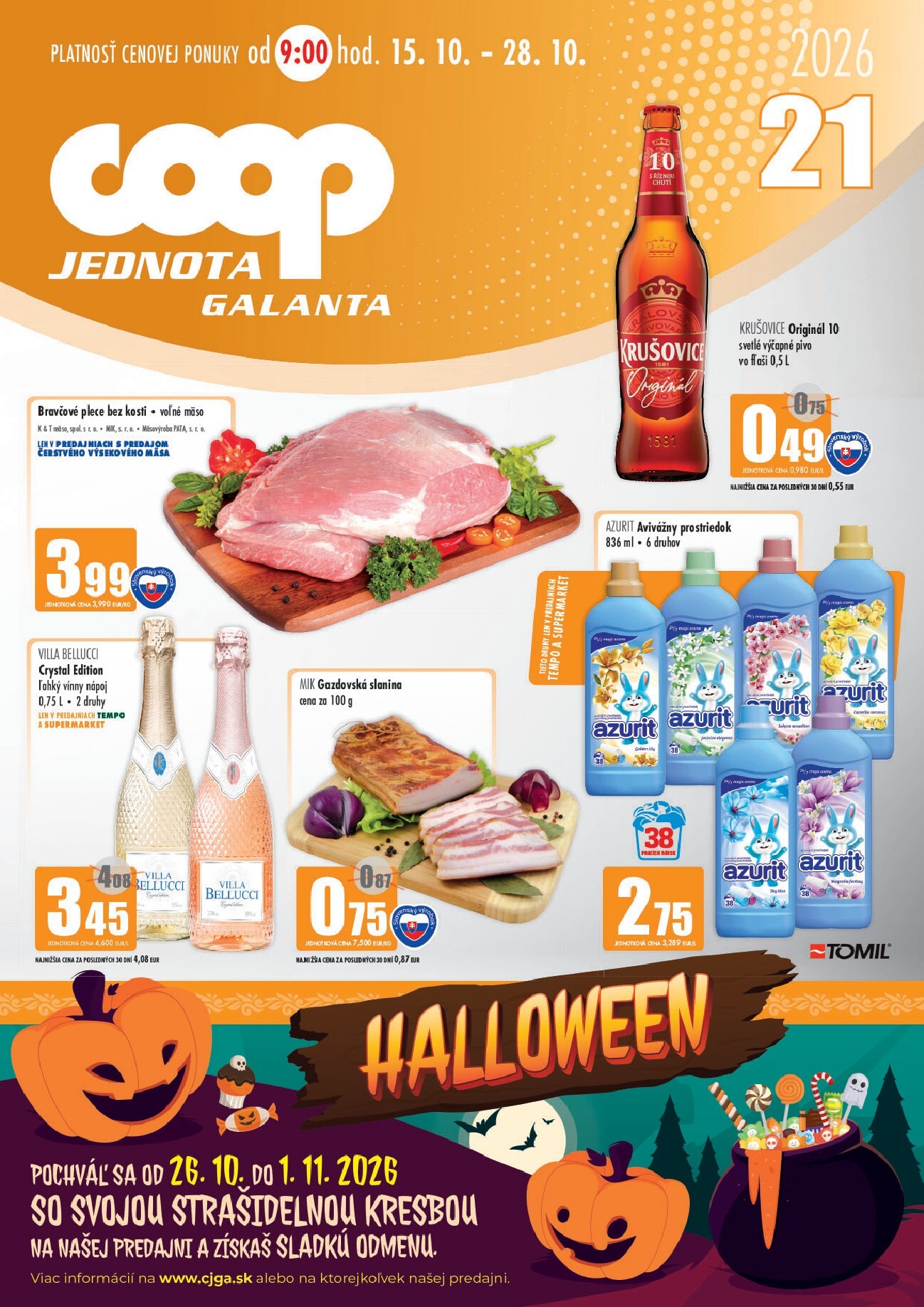 Aktuálny COOP Jednota - Galanta leták od štvrtka, 15.10.2026 do stredy, 28.10.2026