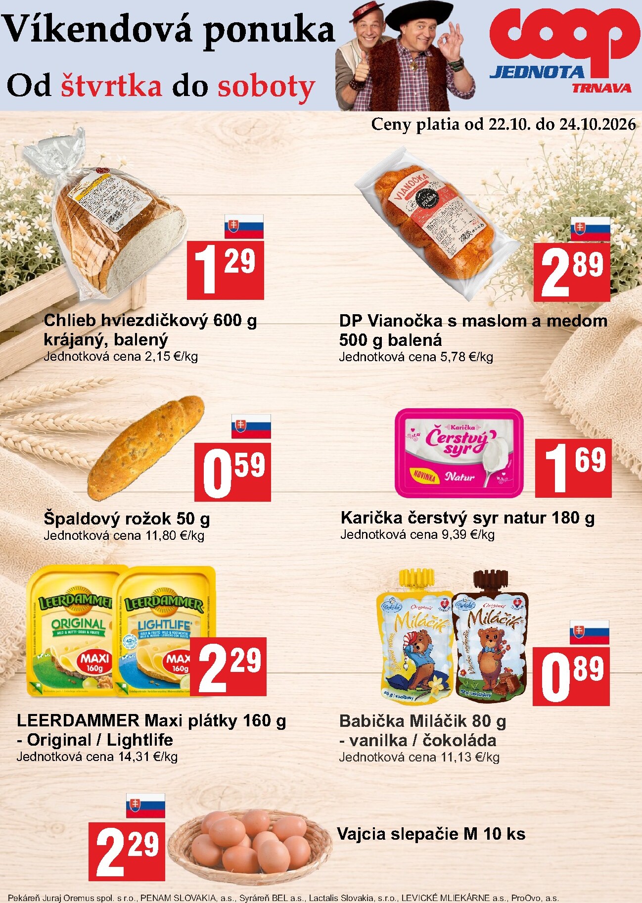 Aktuálny COOP Jednota - Víkendová ponuka leták od štvrtka, 22.10.2026 do soboty, 24.10.2026