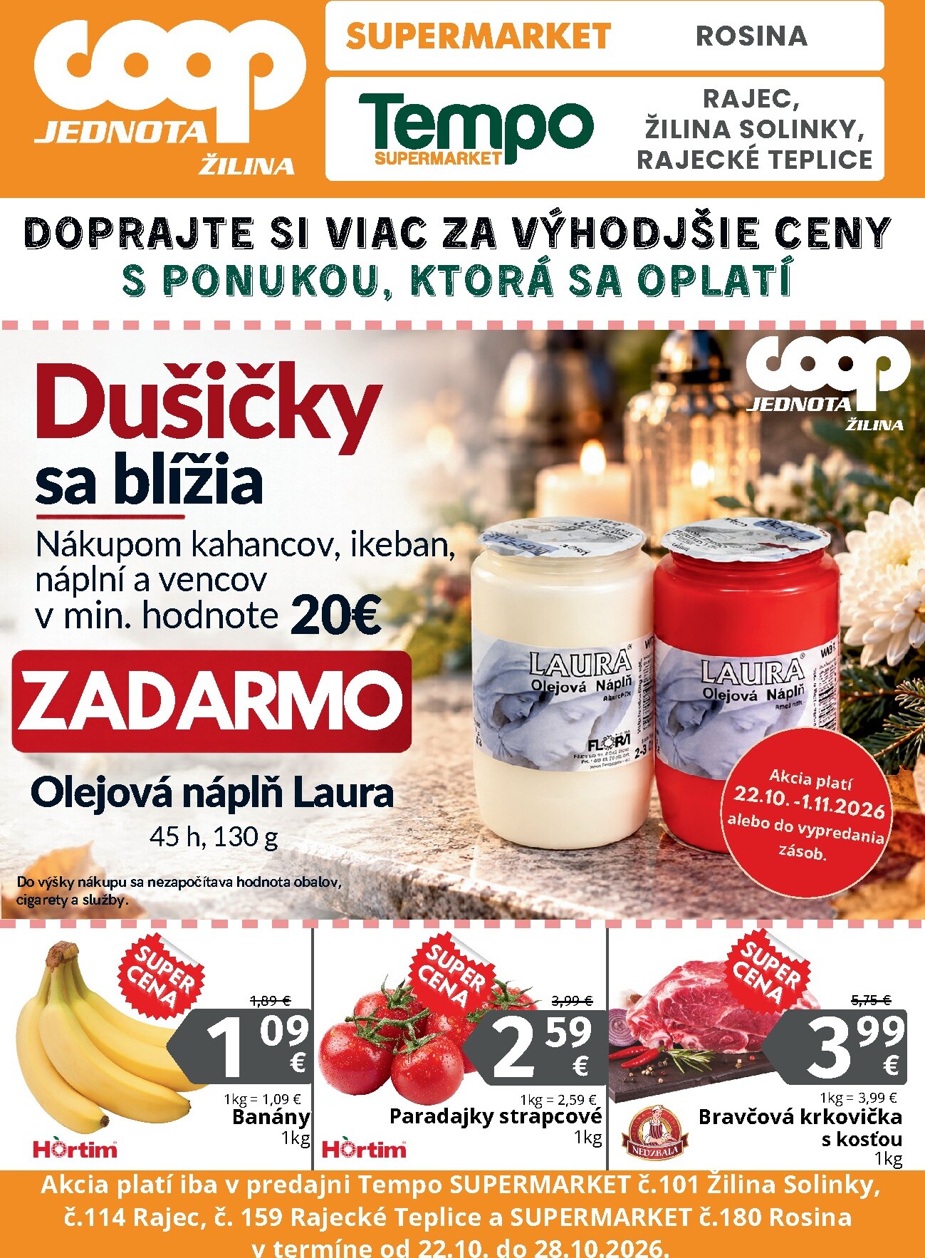 Aktuálny COOP Jednota - Žilina leták od štvrtka, 22.10.2026 do stredy, 28.10.2026