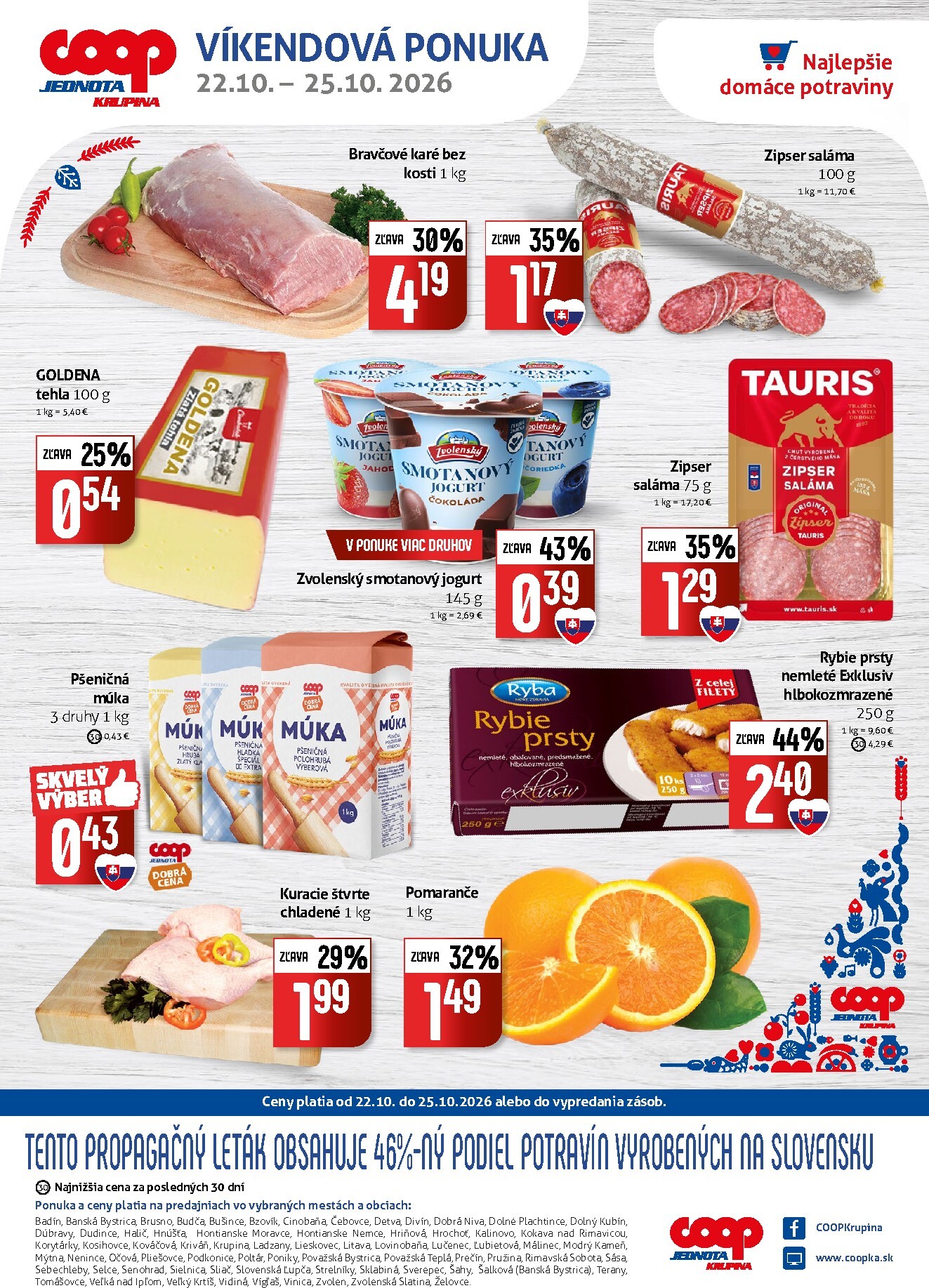 Aktuálny COOP Jednota - Krupina leták od štvrtka, 22.10.2026 do nedele, 25.10.2026