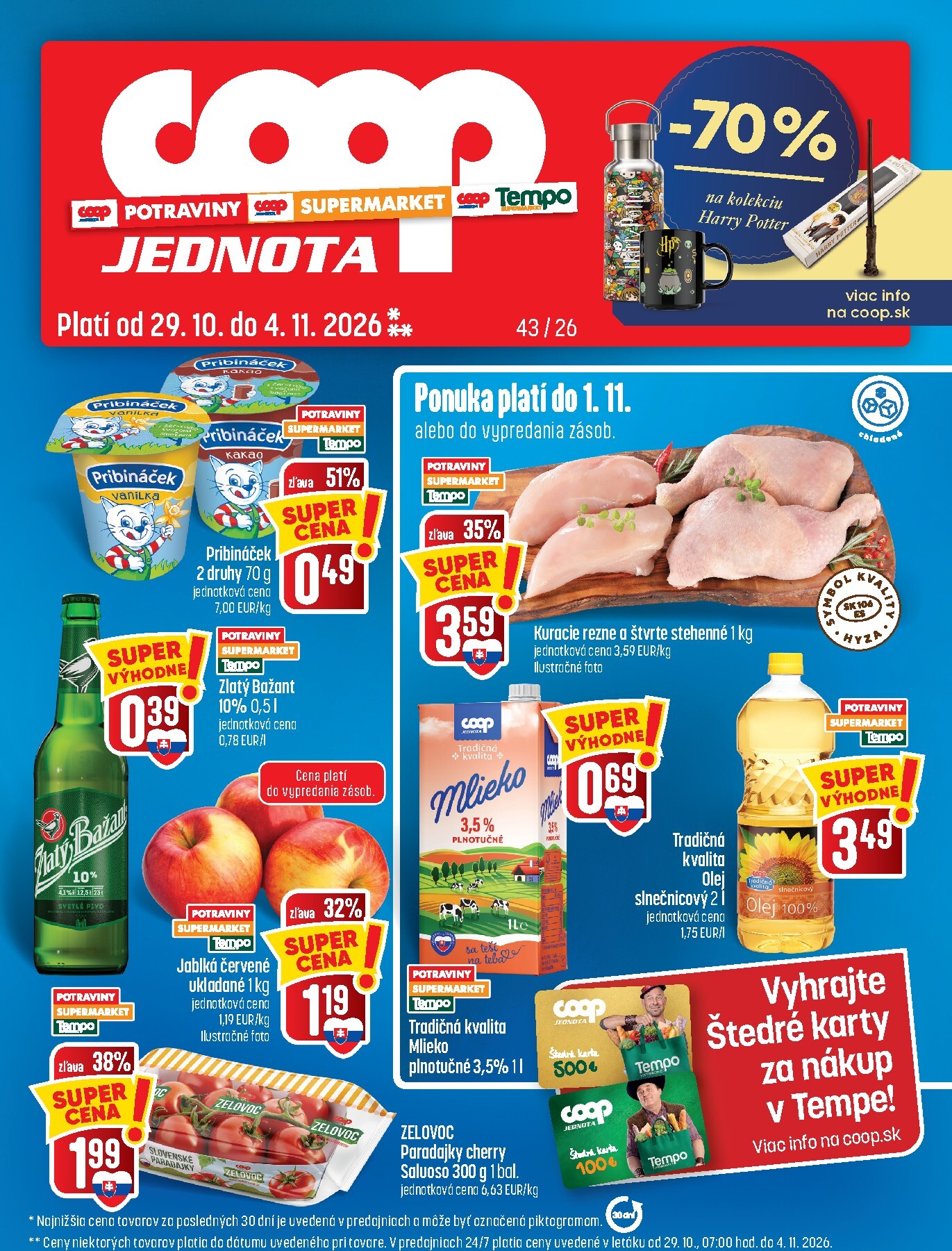 Nový COOP Jednota leták od štvrtka, 29.10.2026 do stredy, 04.11.2026
