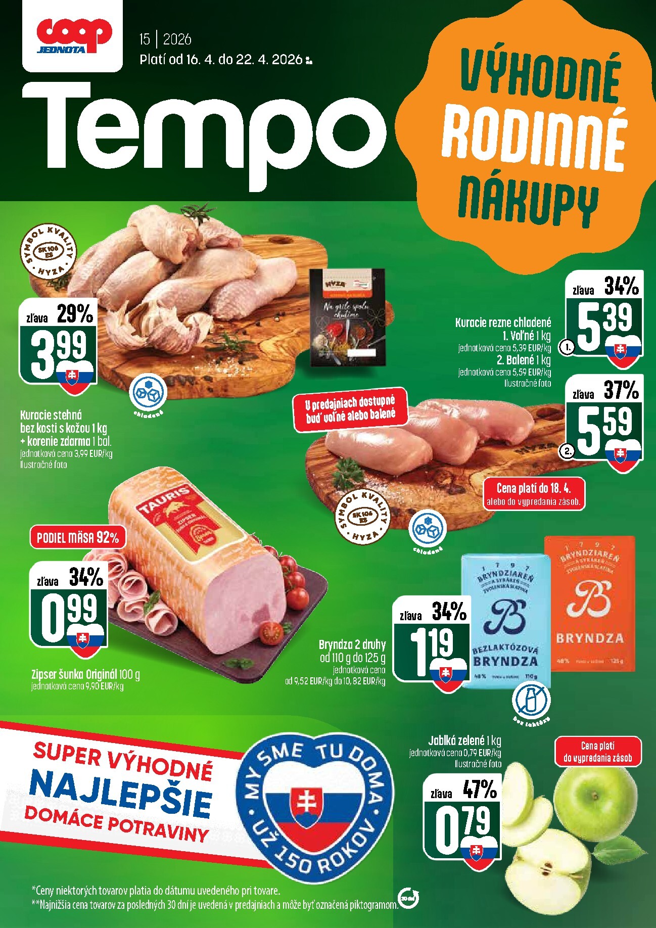 Nový leták COOP Jednota - Tempo platný od štvrtka, 16.04.2026 do stredy, 22.04.2026