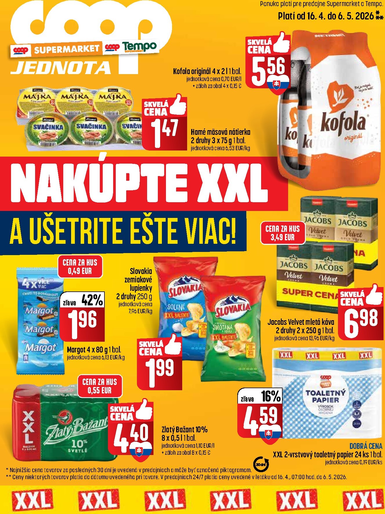 Nový leták COOP Jednota - XXL nákup platný od štvrtka, 16.04.2026 do stredy, 06.05.2026