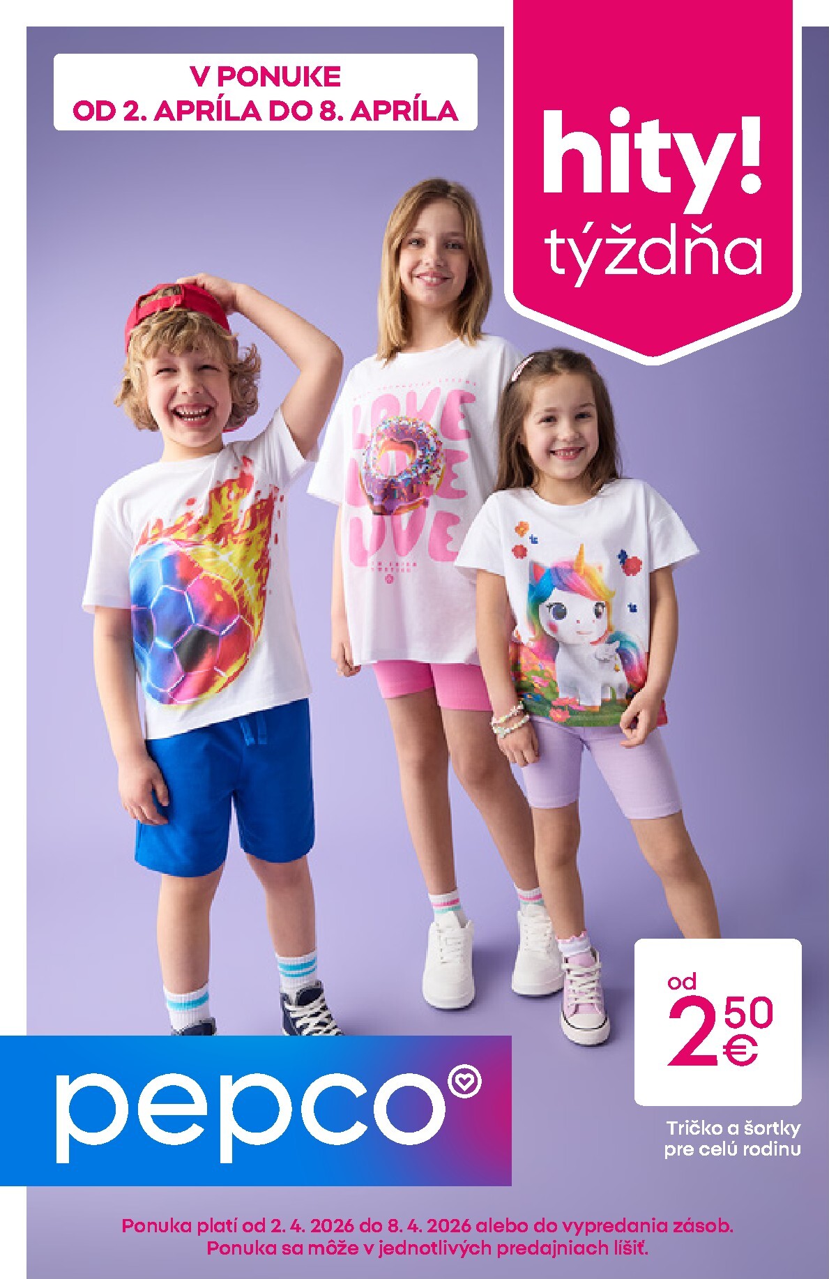 Leták Pepco - Tričká a šortky platný od 02.04.2026 do 08.04.2026