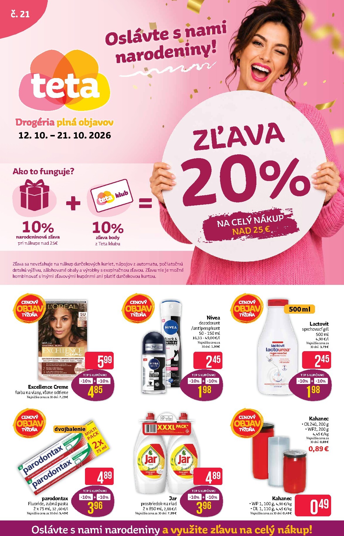Nový Teta drogerie leták od pondelka, 12.10.2026 do stredy, 21.10.2026