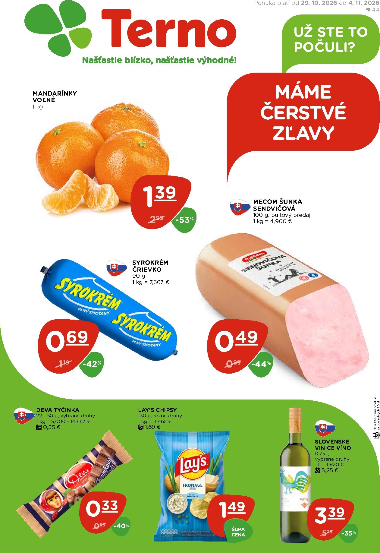 Aktuálny Terno leták od štvrtka, 29.10.2026 do stredy, 04.11.2026