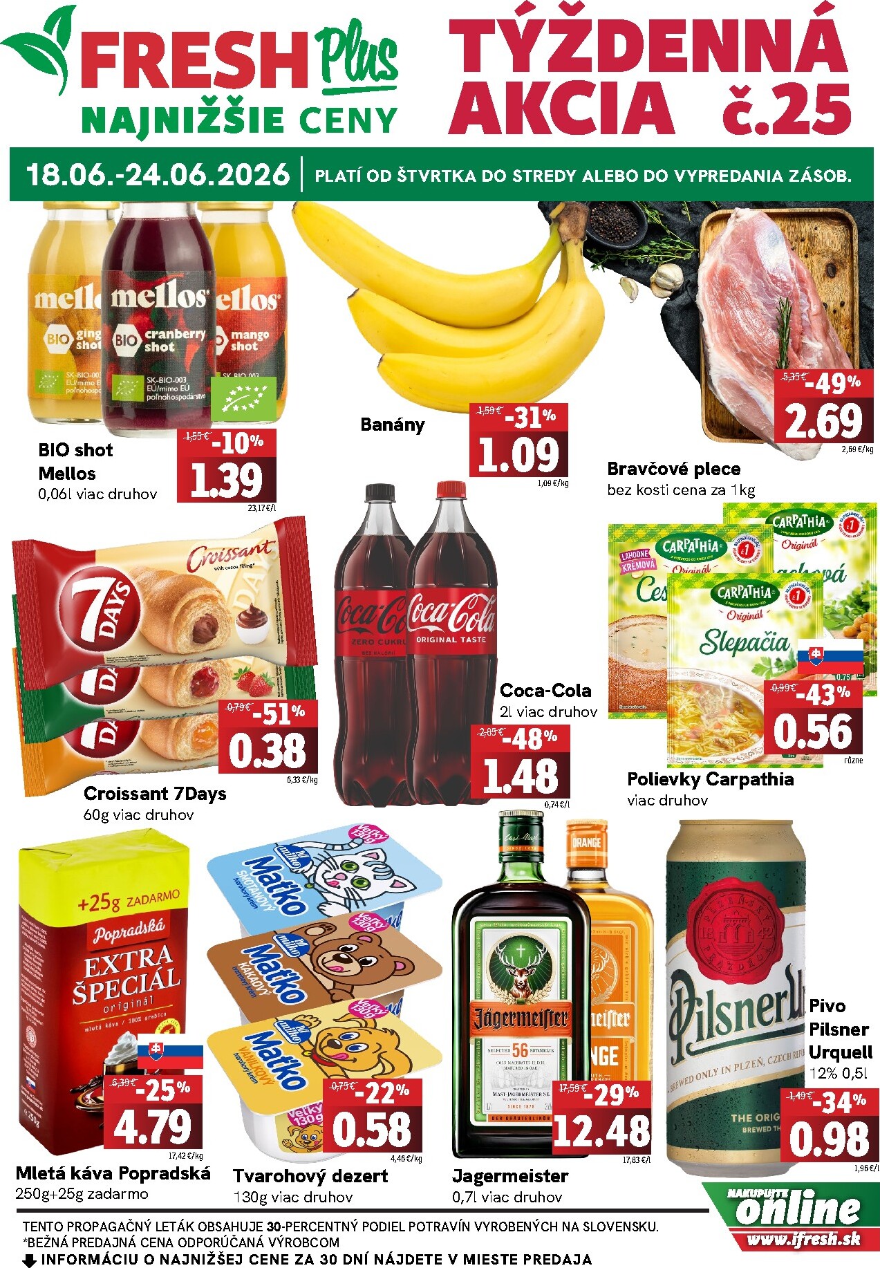 Aktuálny Fresh Plus leták od štvrtka, 18.06.2026 do stredy, 24.06.2026