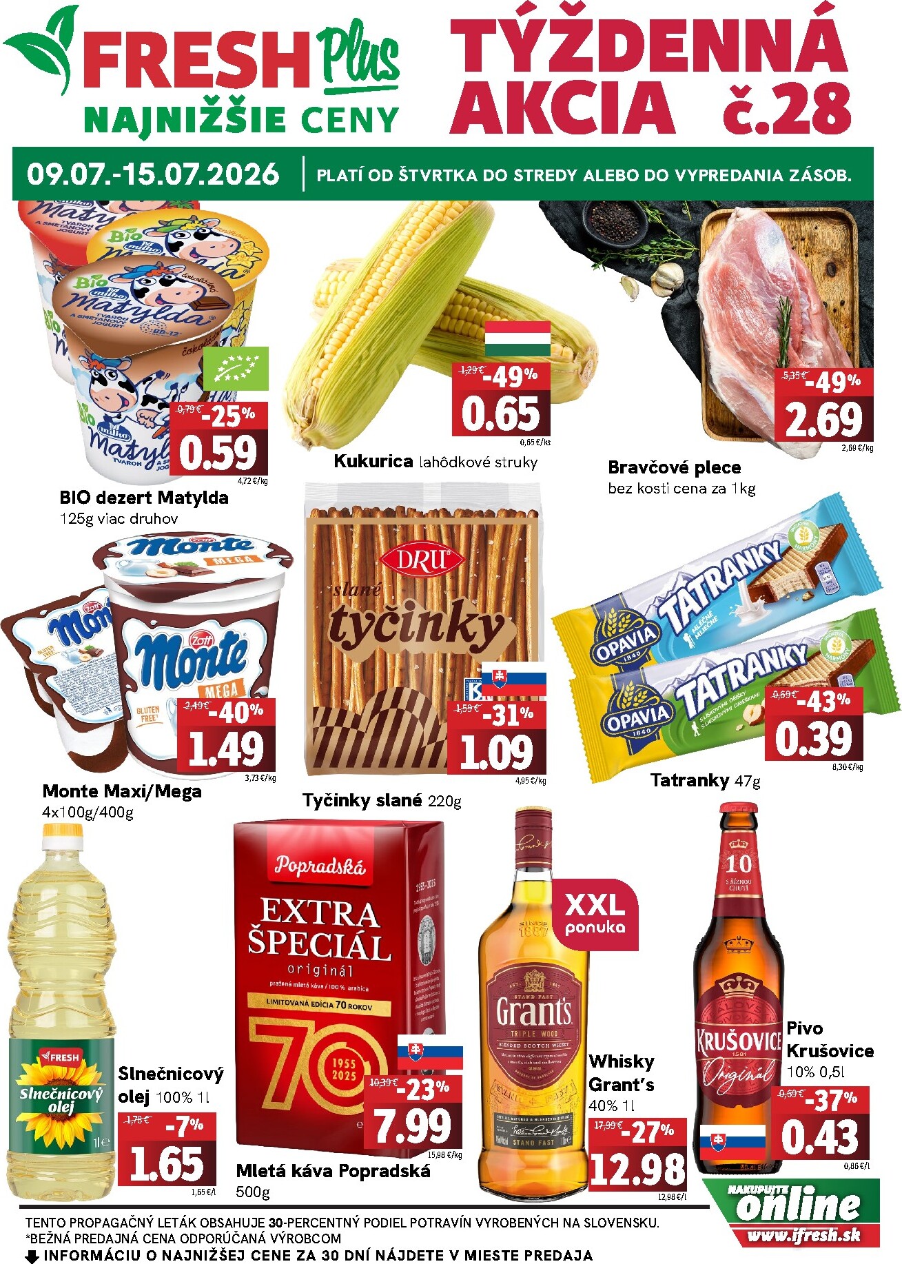 Aktuálny Fresh Plus leták od štvrtka, 09.07.2026 do stredy, 15.07.2026