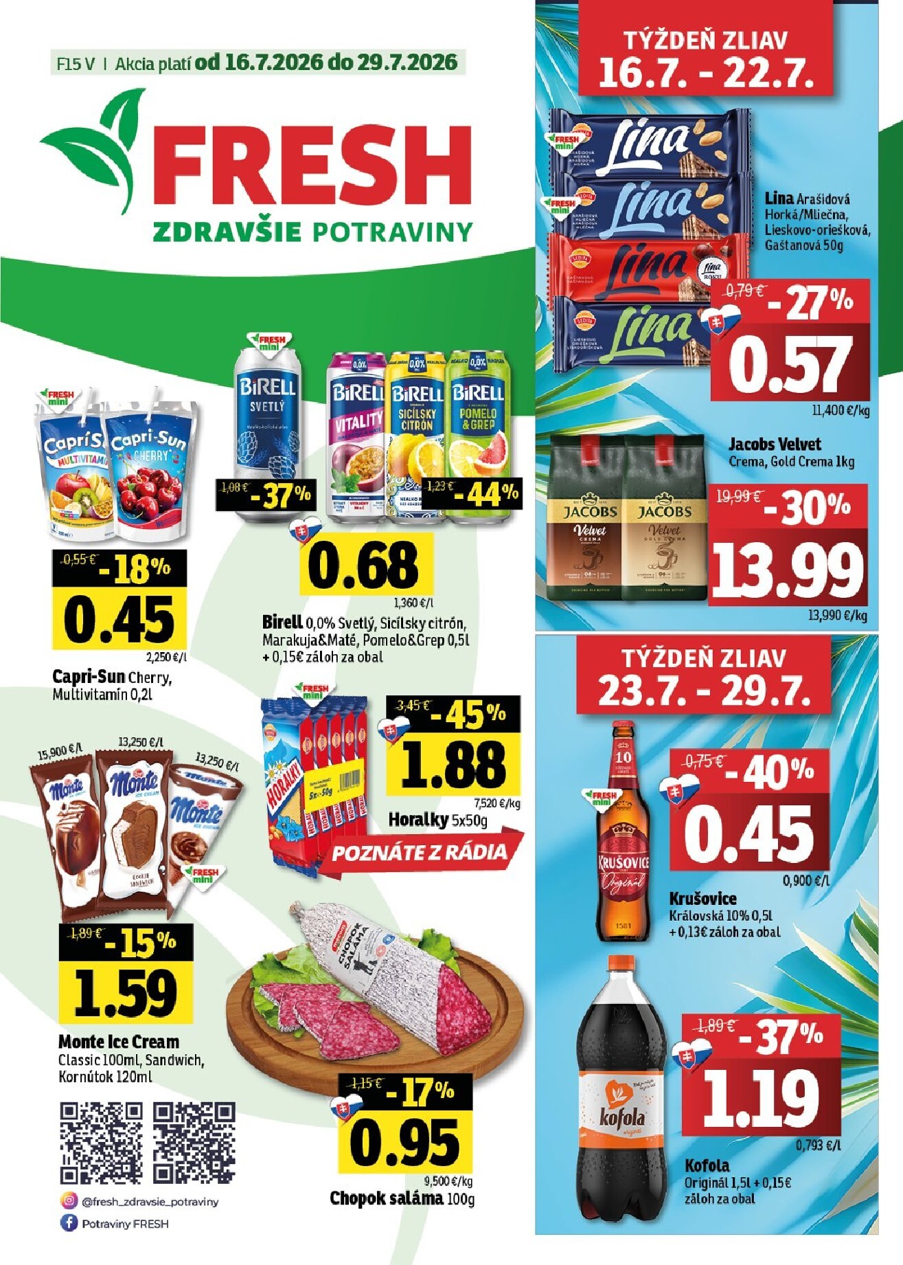 Nový Fresh - Východné Slovensko leták od štvrtka, 16.07.2026 do stredy, 29.07.2026