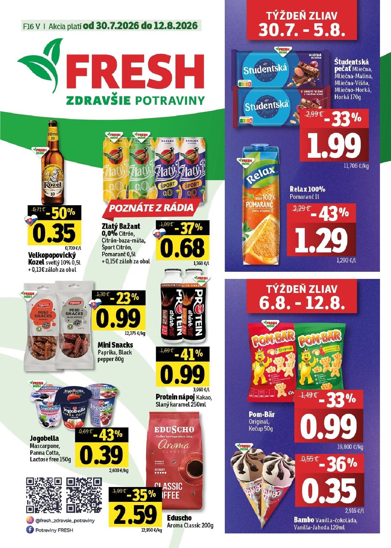 Nový Fresh - Východné Slovensko leták od štvrtka, 30.07.2026 do stredy, 12.08.2026