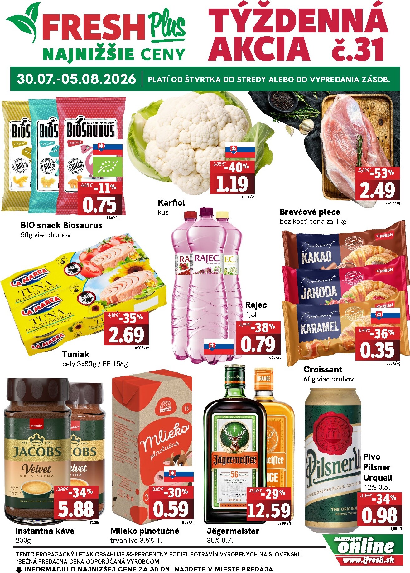 Aktuálny Fresh Plus leták od štvrtka, 30.07.2026 do stredy, 05.08.2026
