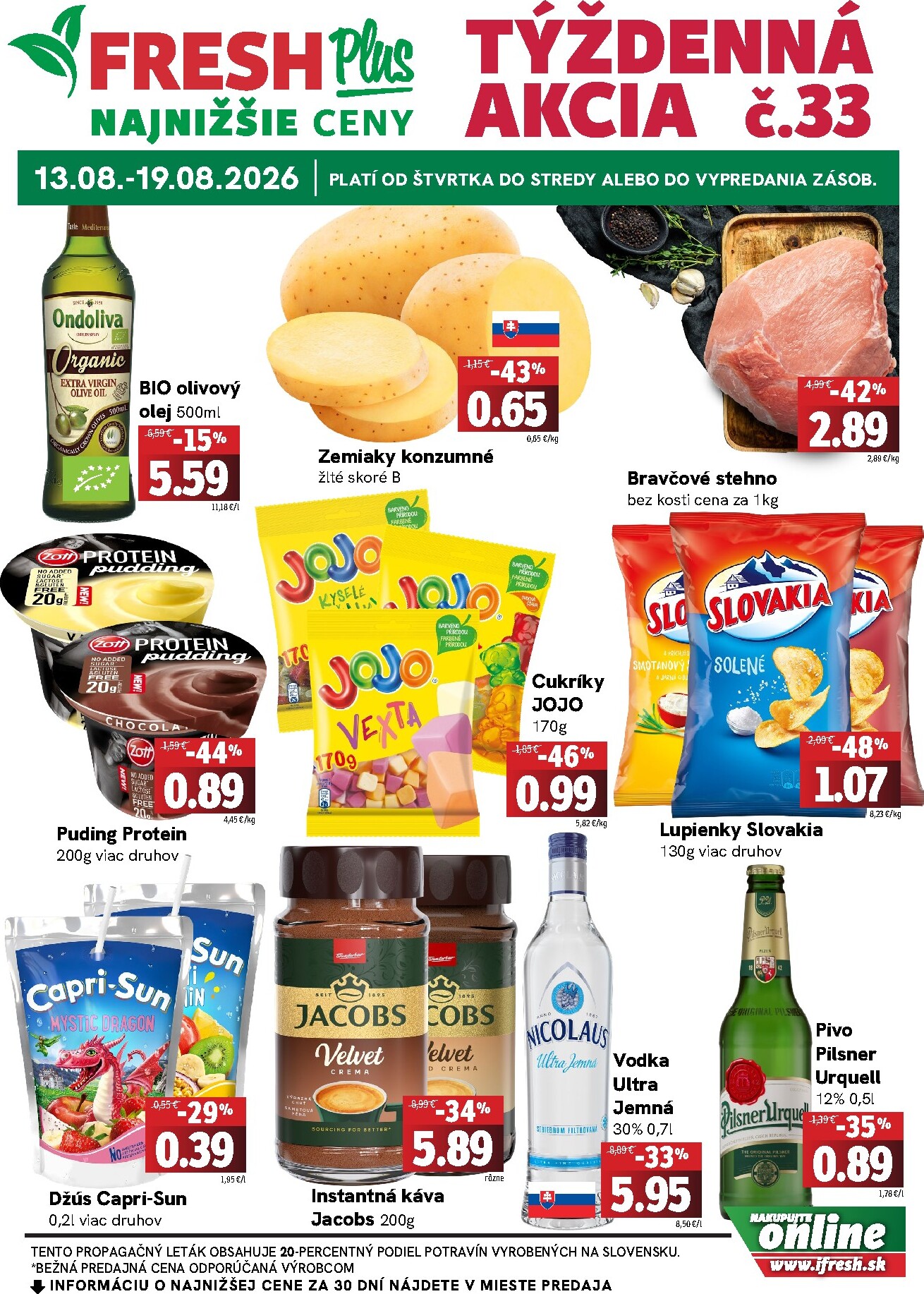 Nový Fresh Plus leták od štvrtka, 13.08.2026 do stredy, 19.08.2026