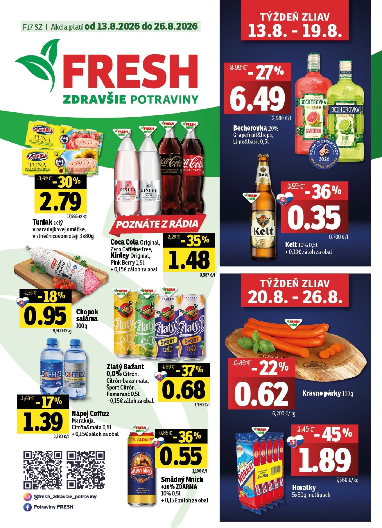 Nový Fresh - Stredné a západné Slovensko leták od štvrtka, 13.08.2026 do stredy, 26.08.2026