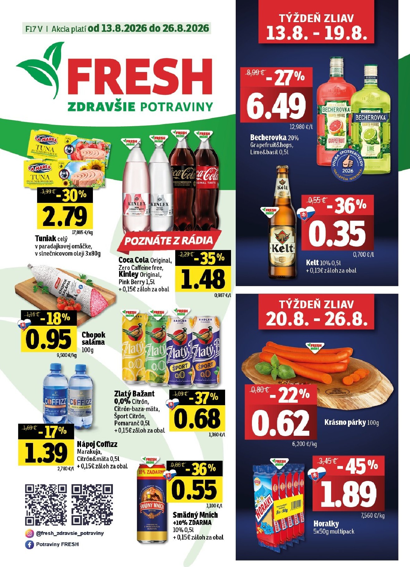 Nový Fresh - Východné Slovensko leták od štvrtka, 13.08.2026 do stredy, 26.08.2026