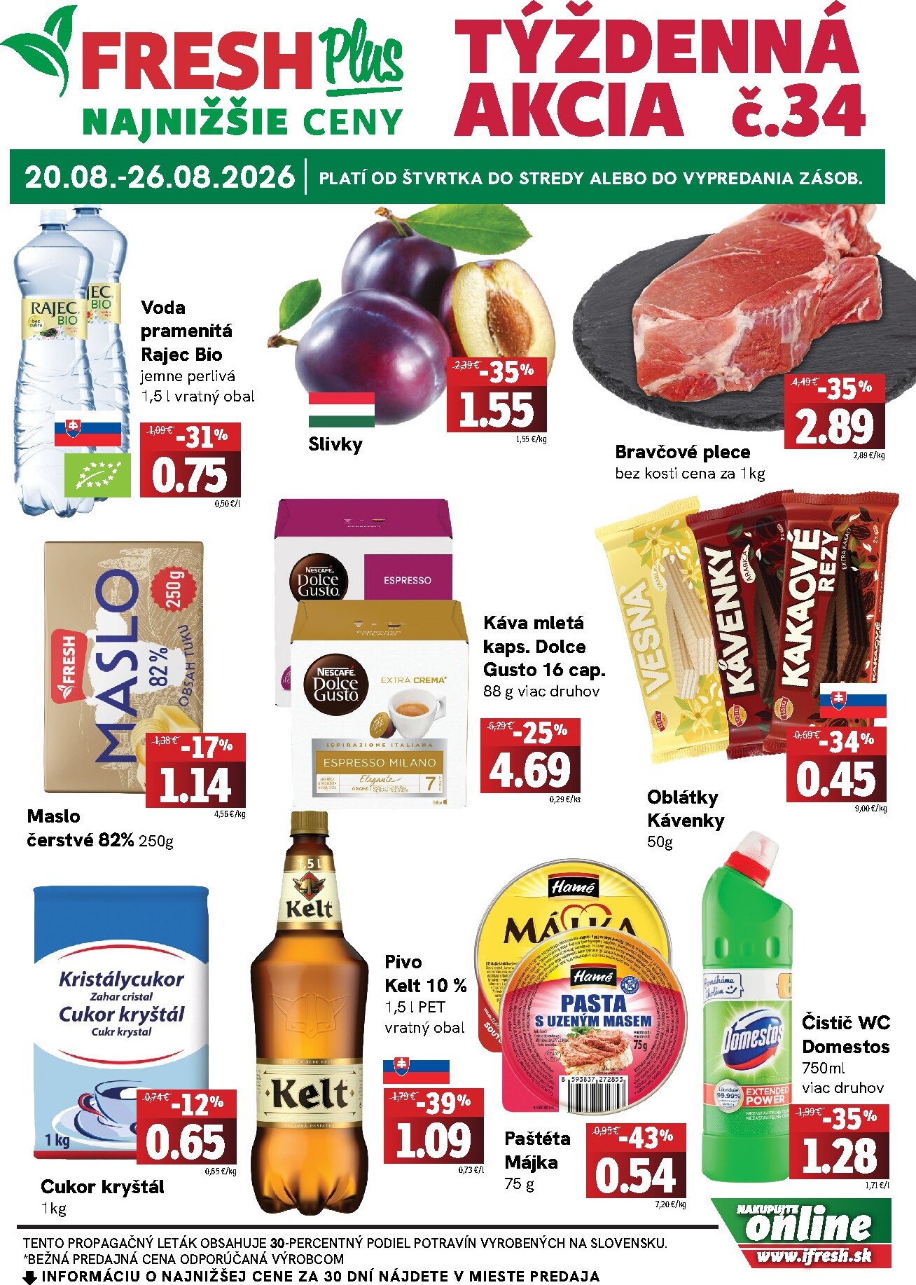 Aktuálny Fresh Plus leták od štvrtka, 20.08.2026 do stredy, 26.08.2026