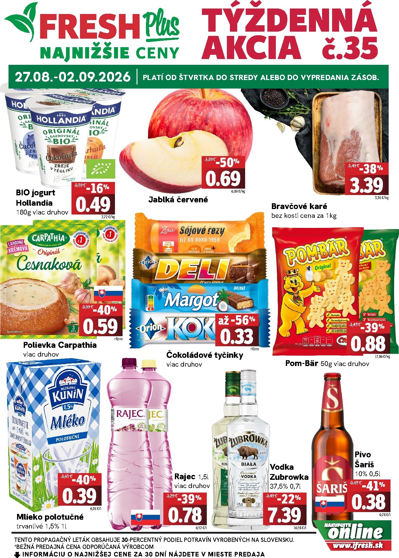 Nový Fresh - Plus leták od štvrtka, 27.08.2026 do stredy, 02.09.2026