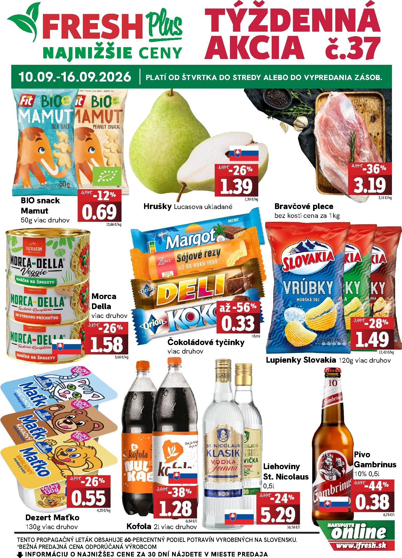 Nový Fresh - Týždenná akcia FRESH Plus leták od štvrtka, 10.09.2026 do stredy, 16.09.2026