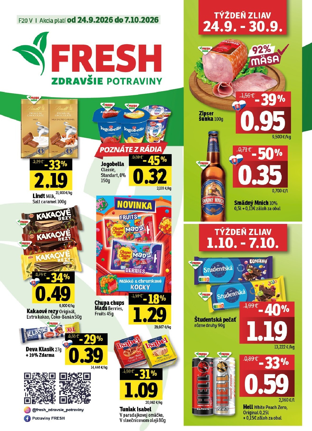 Nový Fresh - Východné Slovensko leták od štvrtka, 24.09.2026 do stredy, 07.10.2026