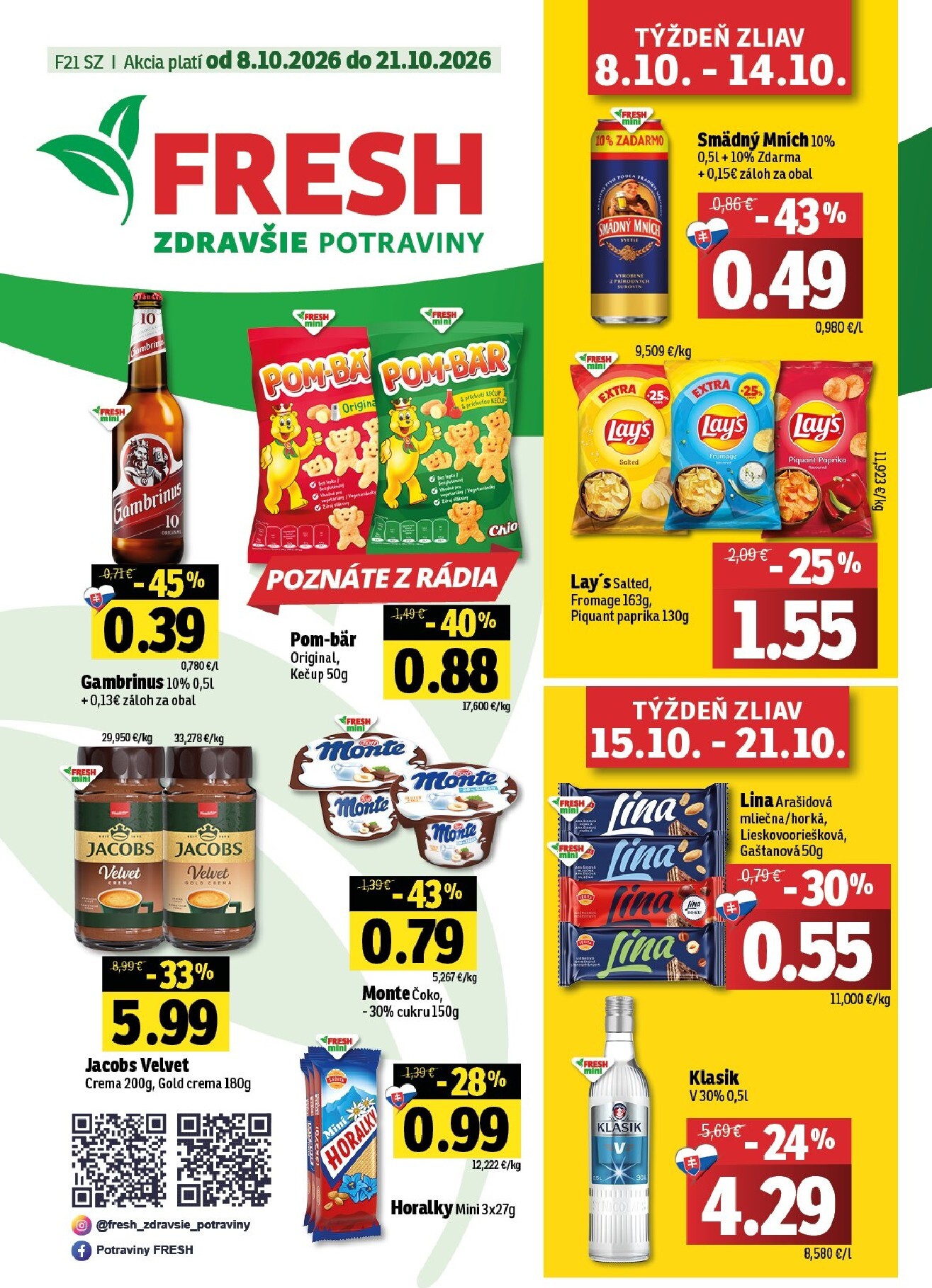 Nový Fresh - Stredné a západné Slovensko leták od štvrtka, 08.10.2026 do stredy, 21.10.2026