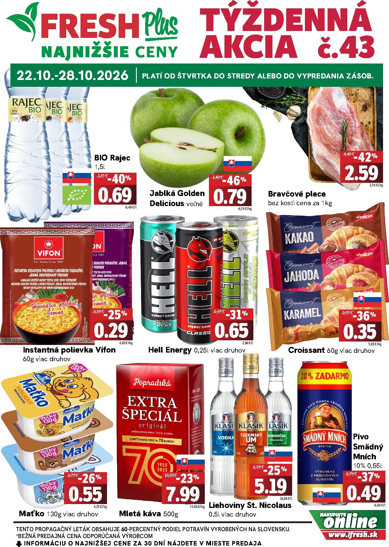 Nový Fresh Plus leták od štvrtka, 22.10.2026 do stredy, 28.10.2026